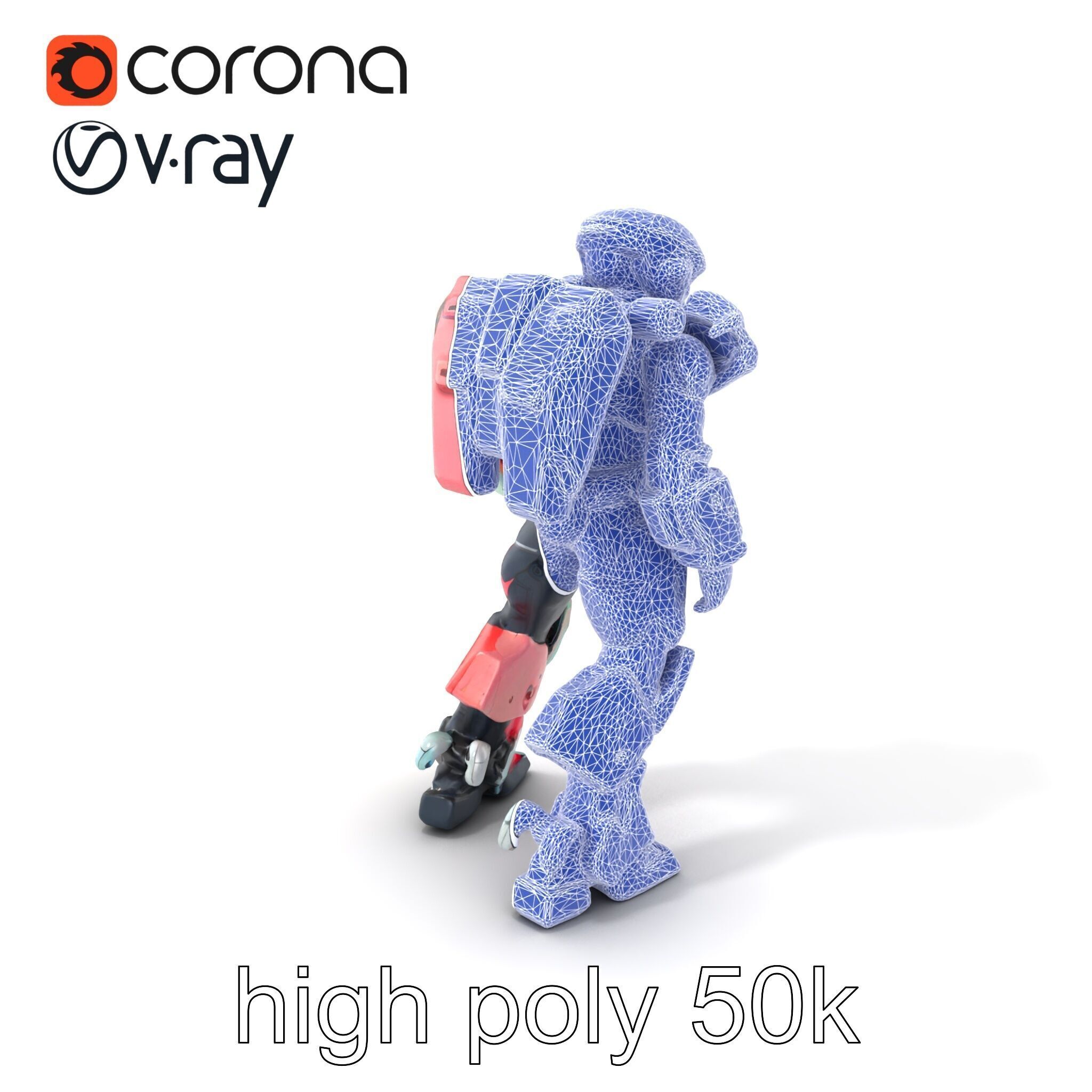 Vivid Humanoid Combat Robot Armor model pack Low-poly 3D model_10