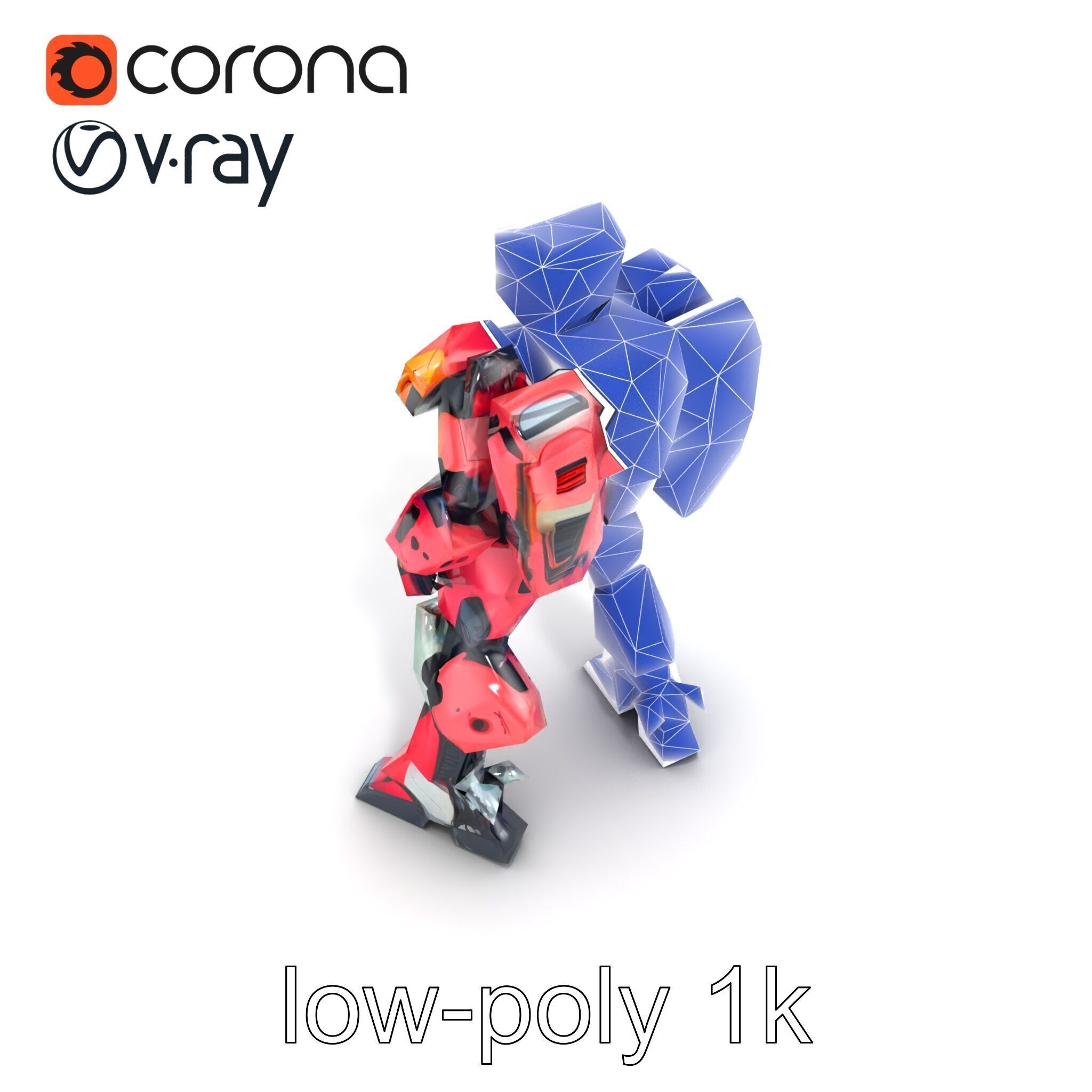 Vivid Humanoid Combat Robot Armor model pack Low-poly 3D model_17