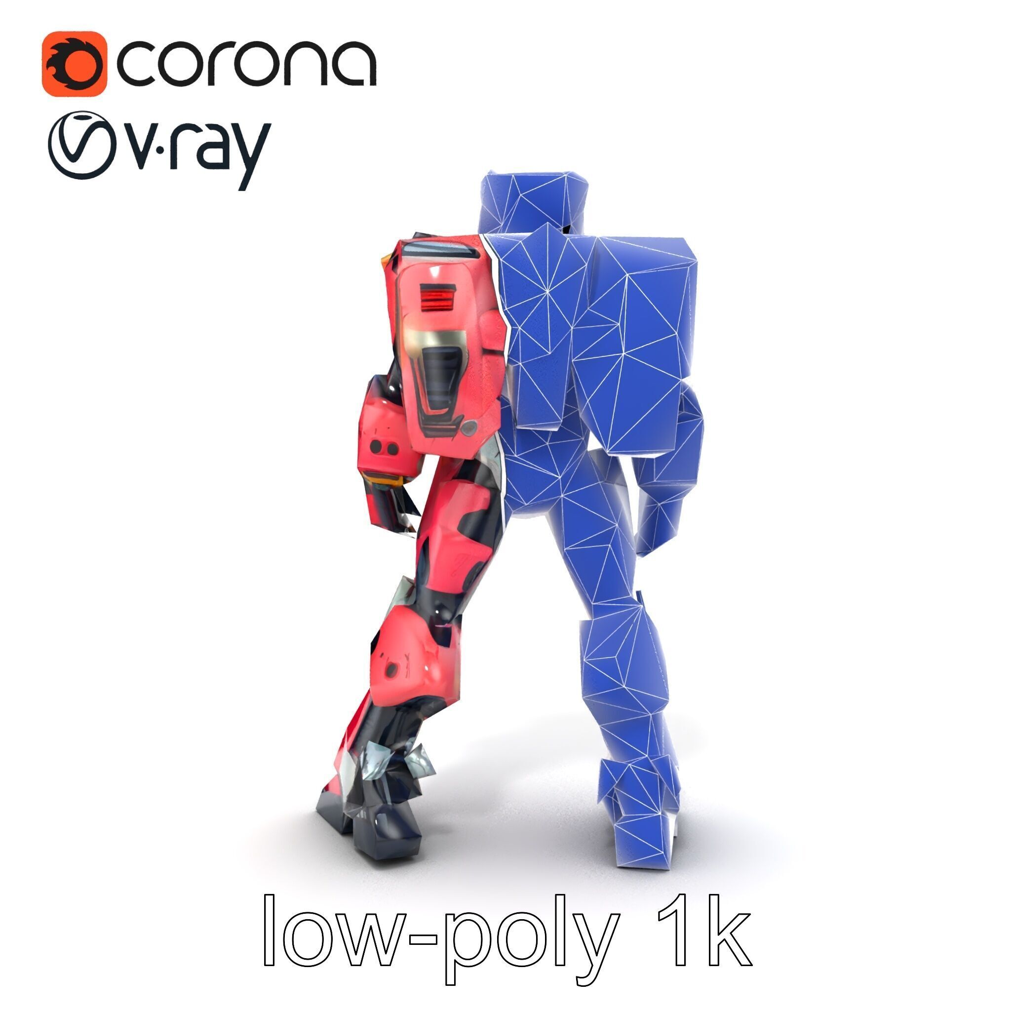 Vivid Humanoid Combat Robot Armor model pack Low-poly 3D model_28