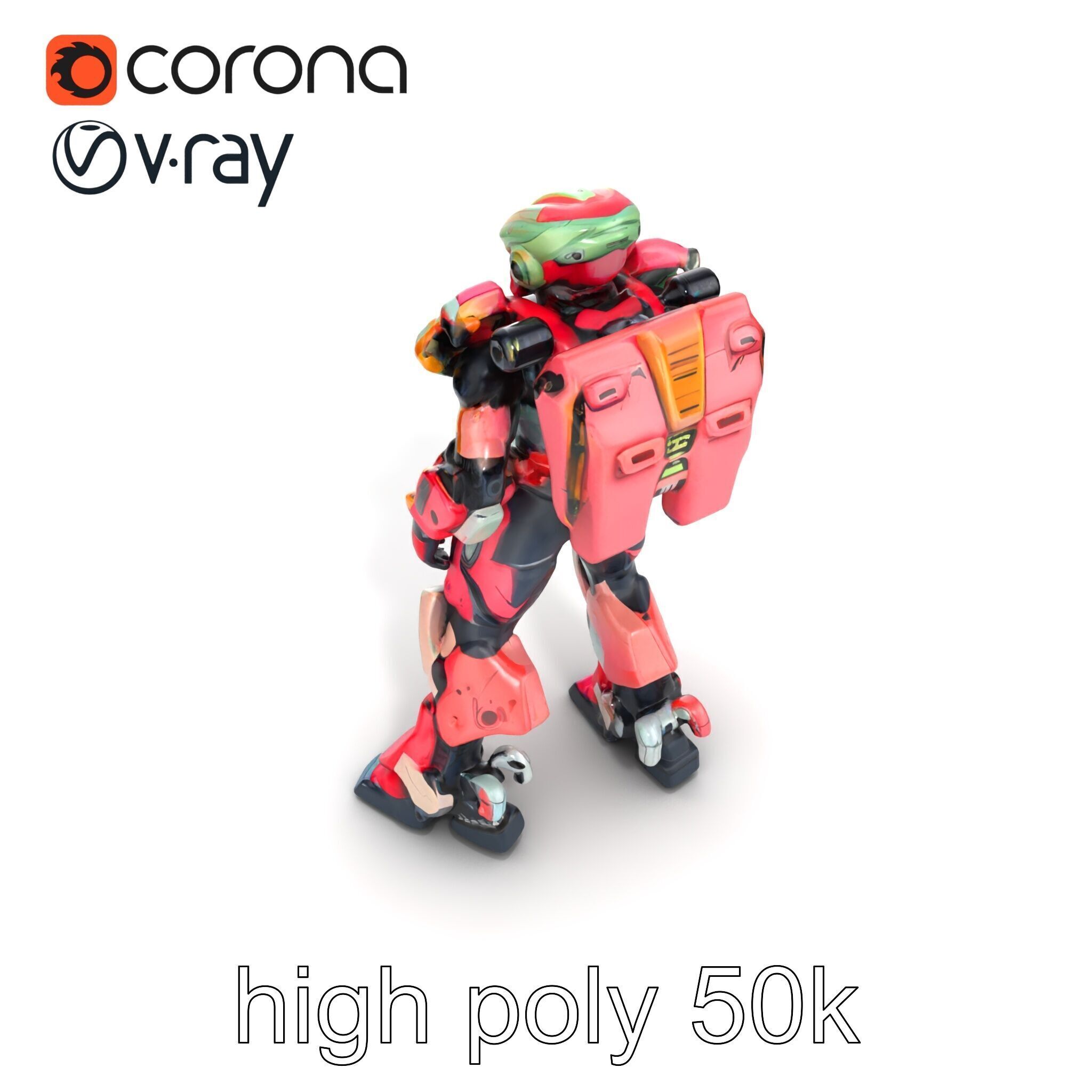 Vivid Humanoid Combat Robot Armor model pack Low-poly 3D model_23