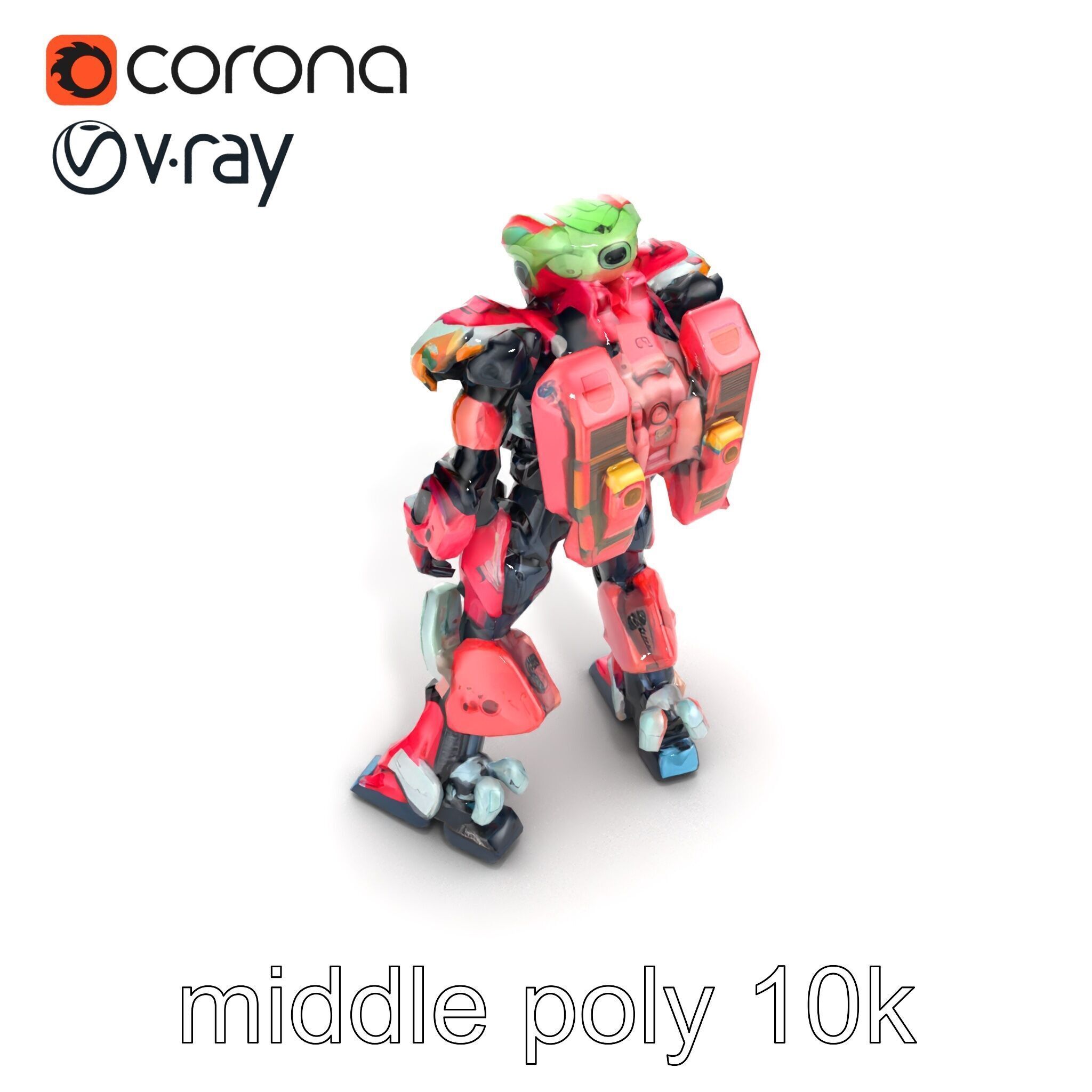 Vivid Humanoid Combat Robot Armor model pack Low-poly 3D model_26
