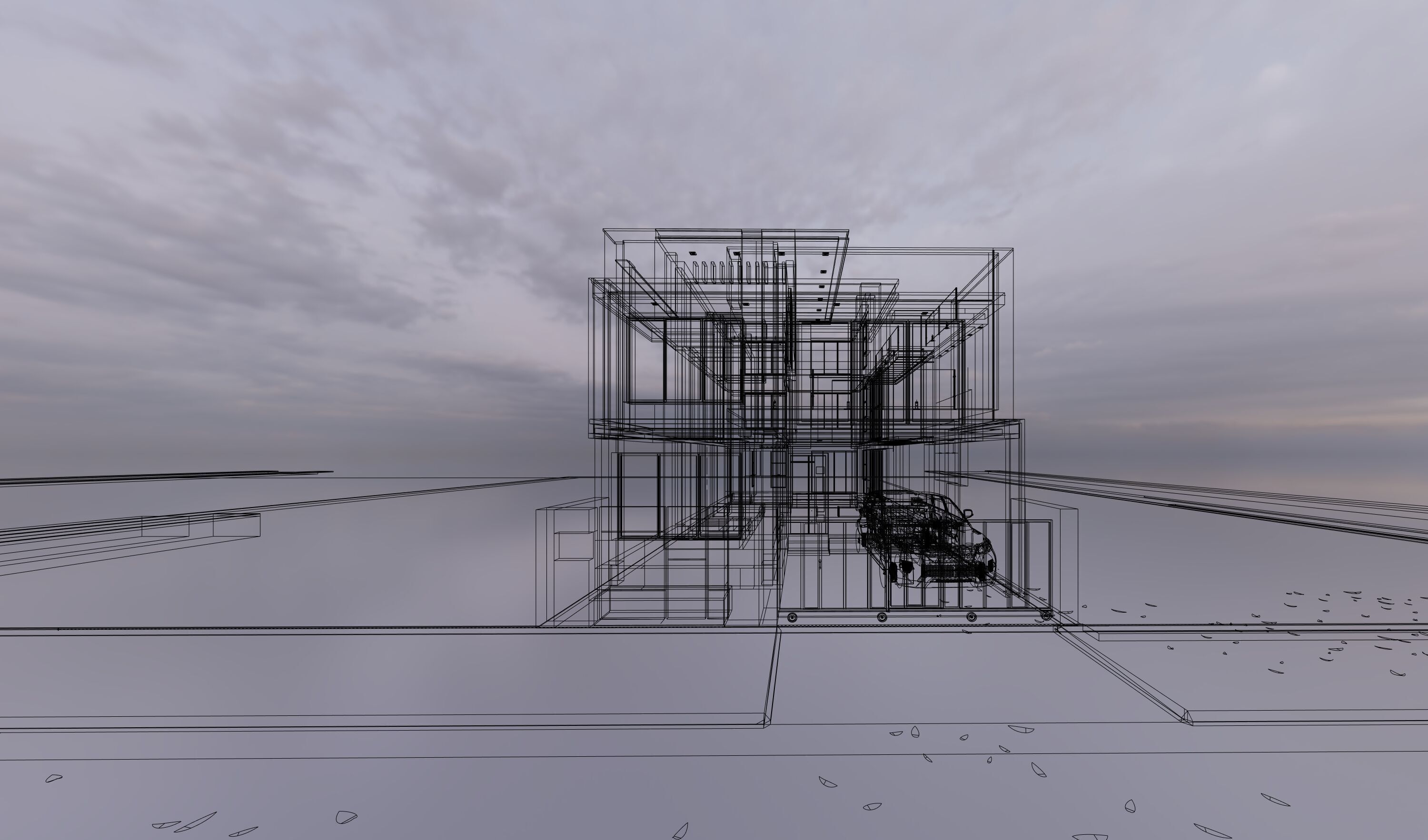 Modern two storey house 3D model_7