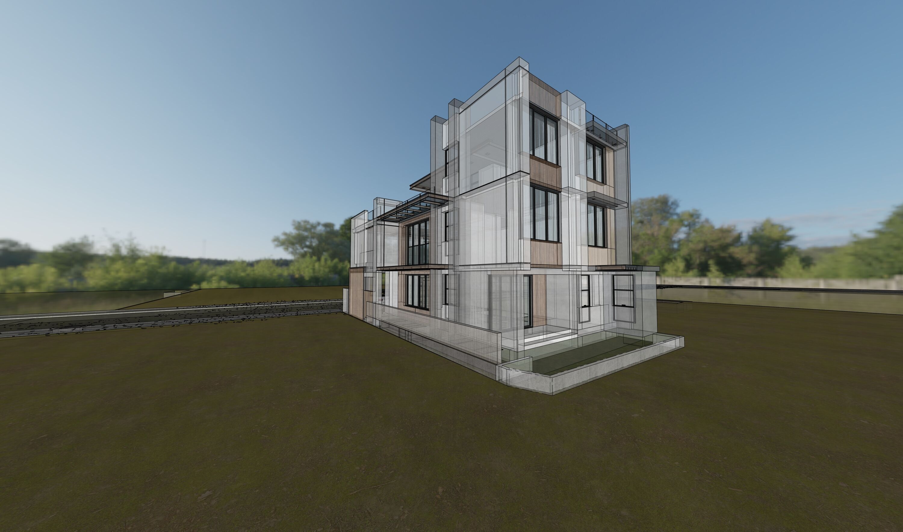 Modern two storey house 3D model_8