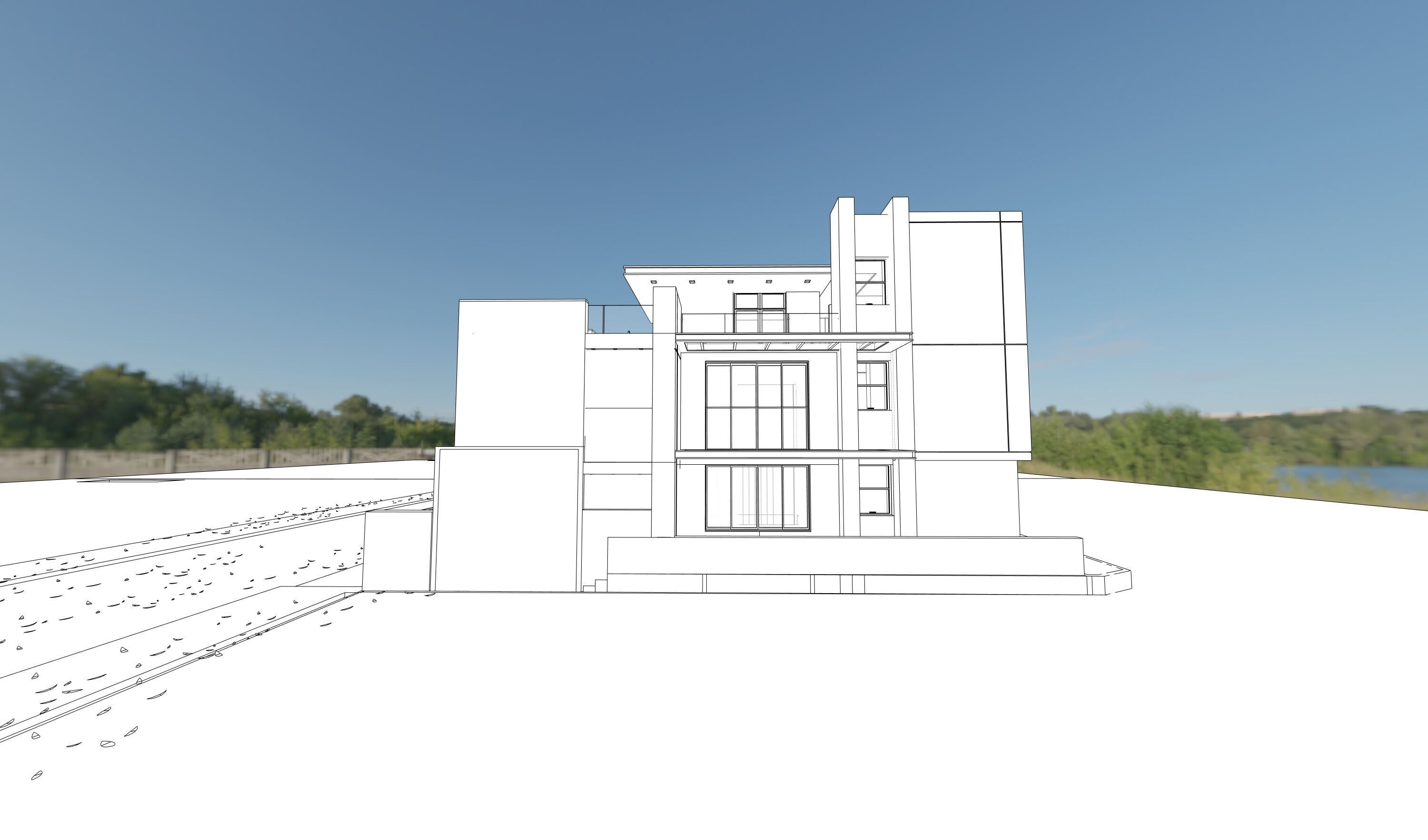 Modern two storey house 3D model_5