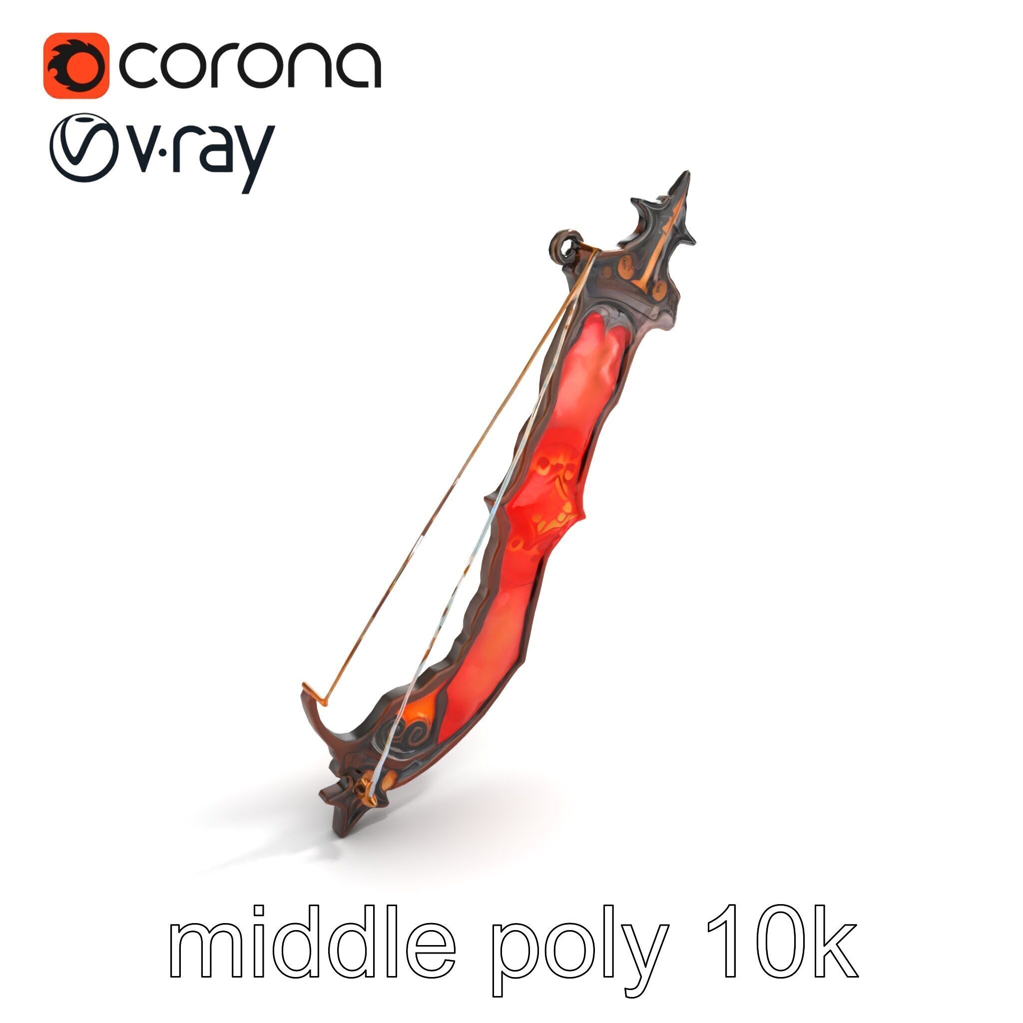 Mythical Enchanted Bow Radiant Runes model pack Low-poly 3D model_8