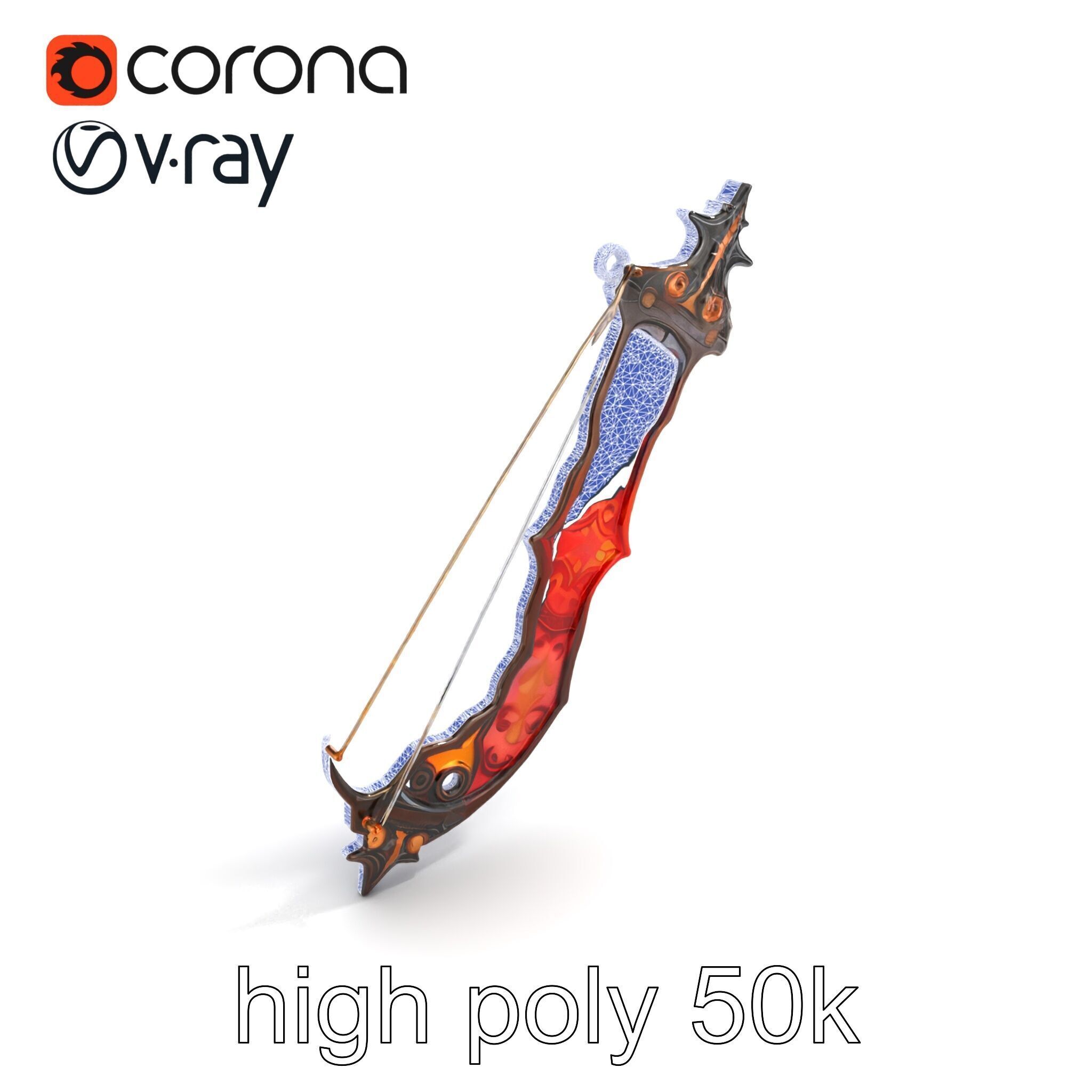 Mythical Enchanted Bow Radiant Runes model pack Low-poly 3D model_31