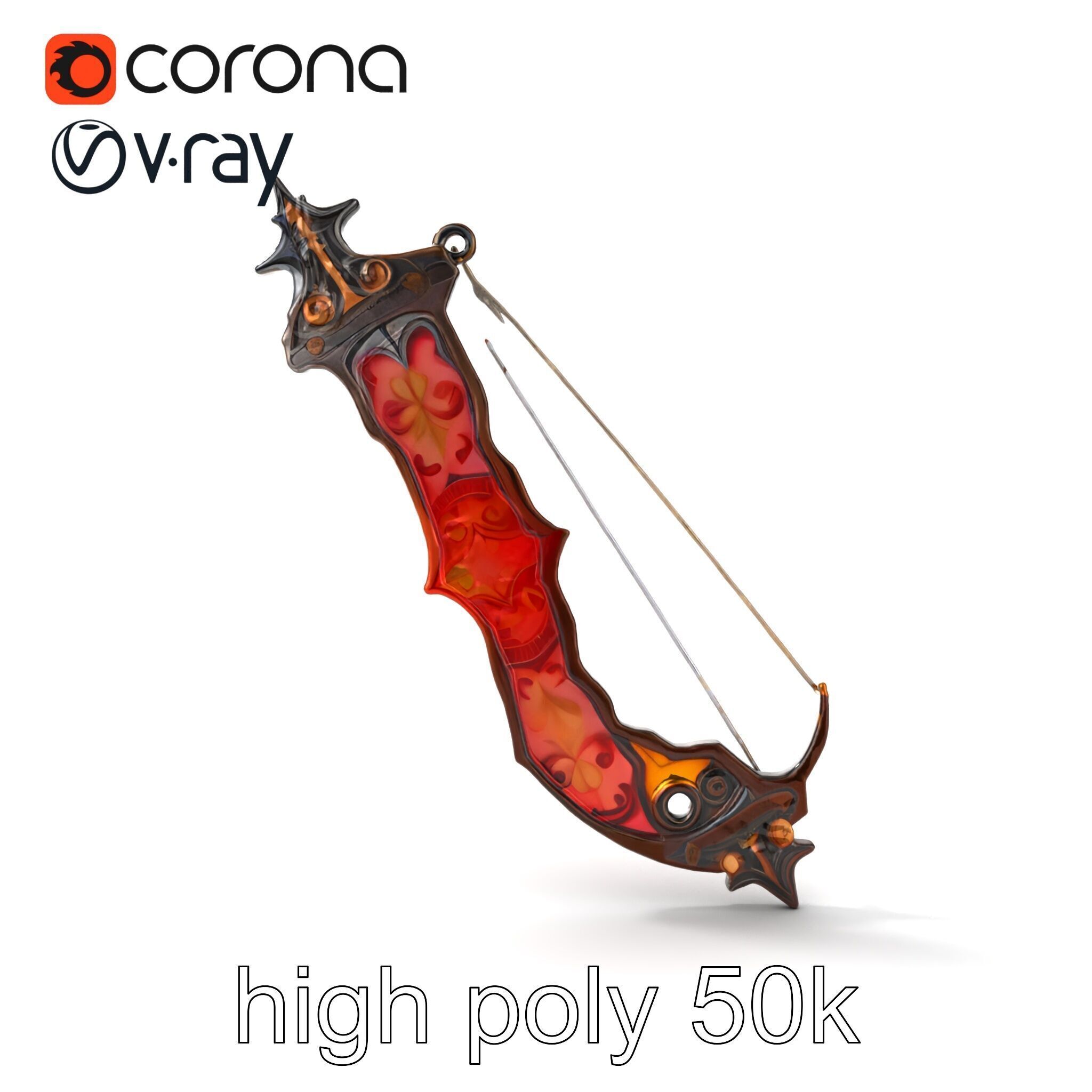 Mythical Enchanted Bow Radiant Runes model pack Low-poly 3D model_21