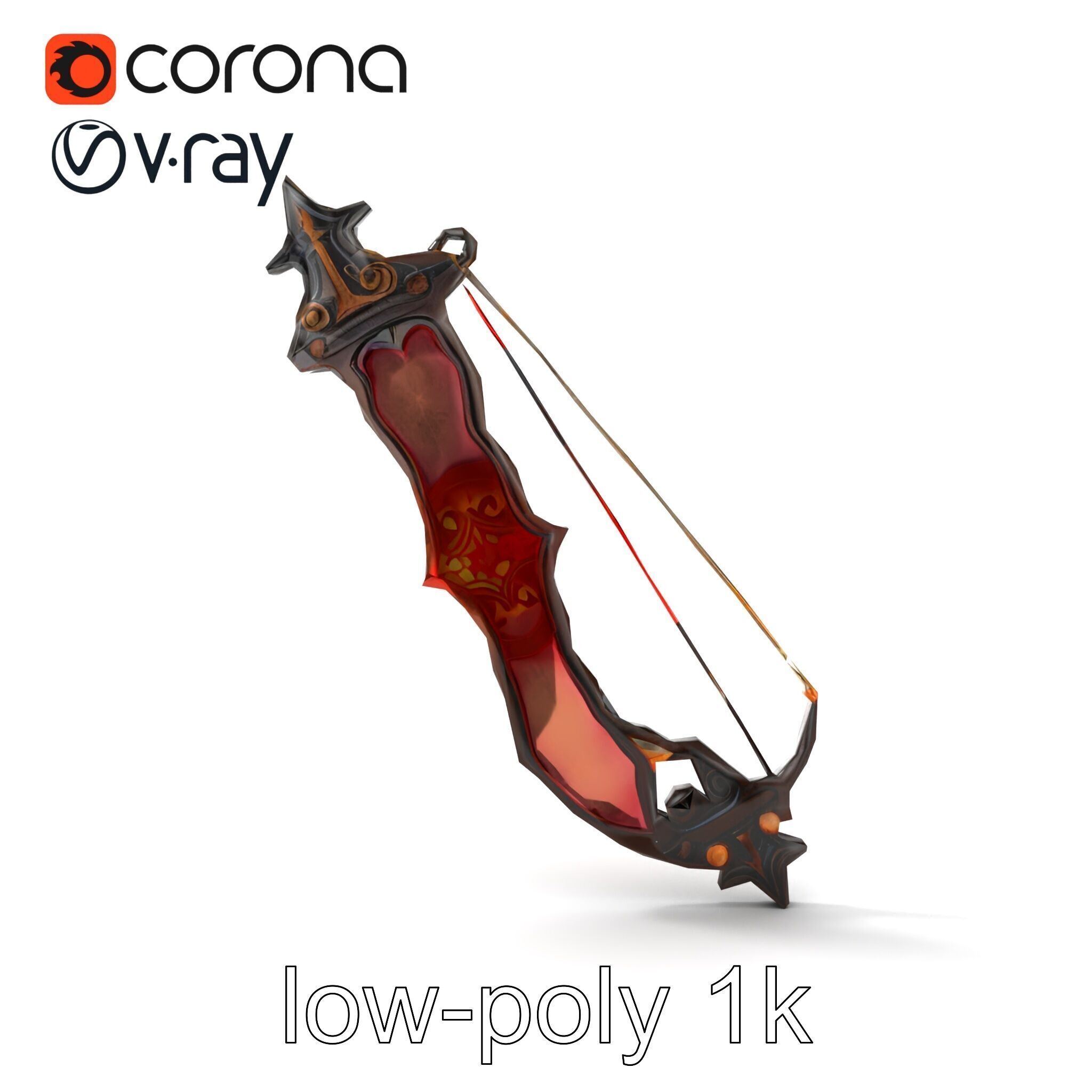 Mythical Enchanted Bow Radiant Runes model pack Low-poly 3D model_16