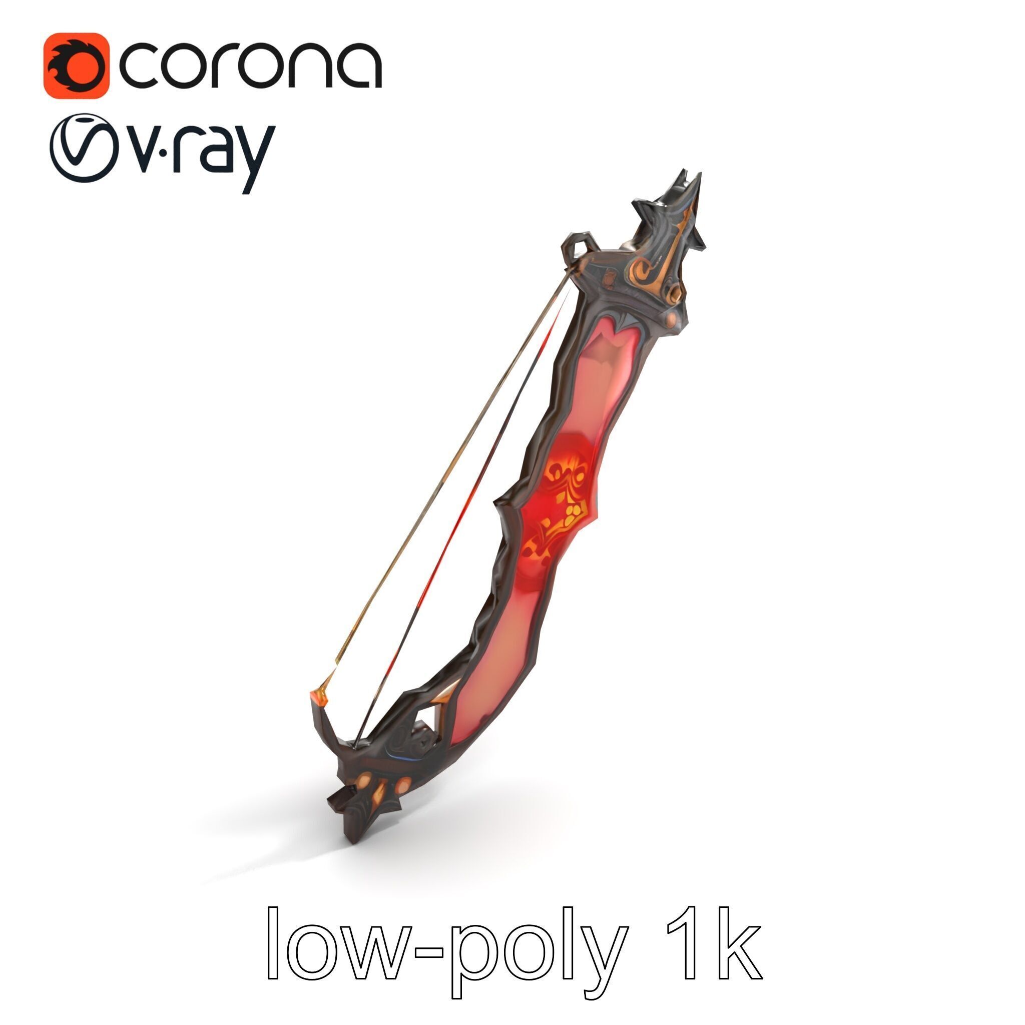 Mythical Enchanted Bow Radiant Runes model pack Low-poly 3D model_9