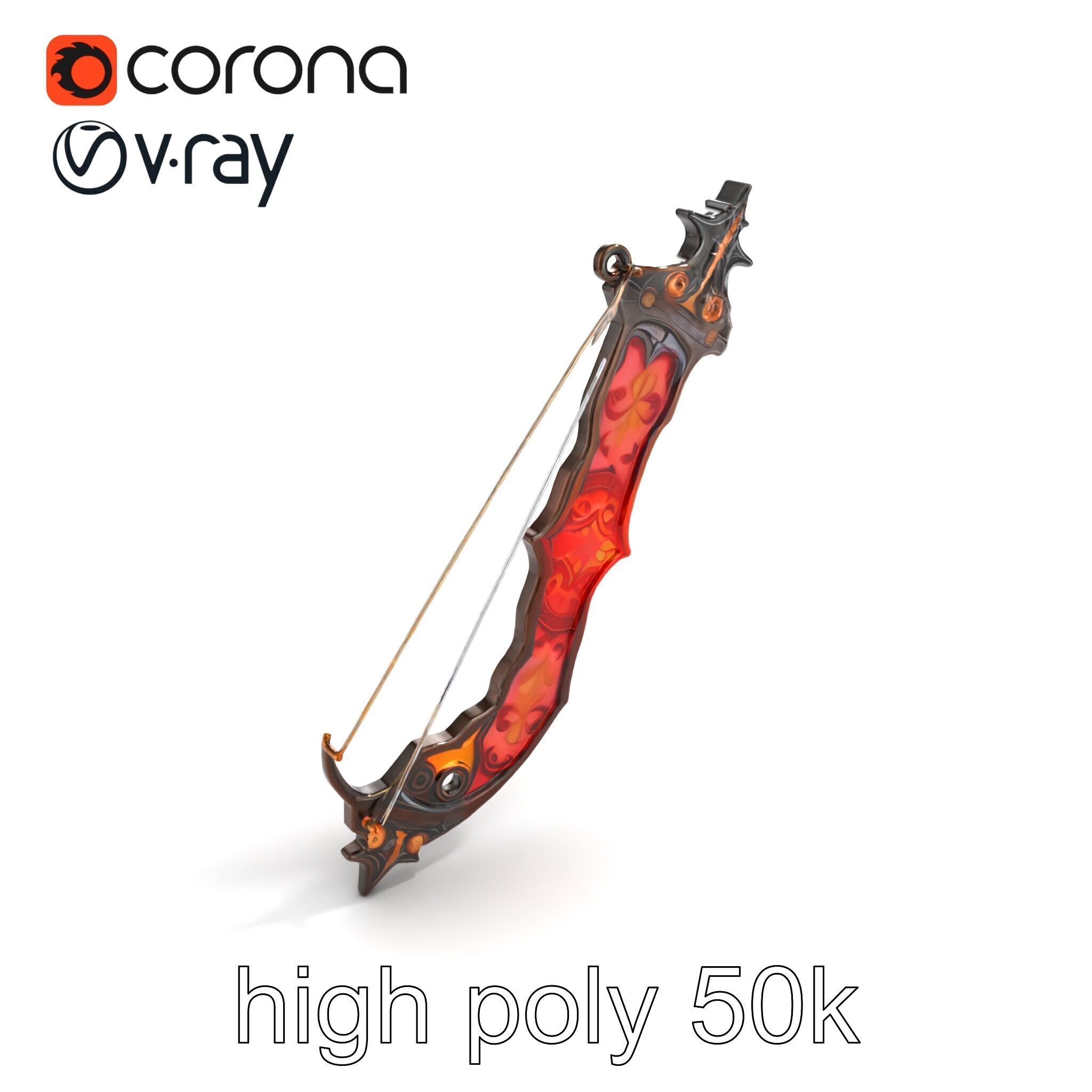 Mythical Enchanted Bow Radiant Runes model pack Low-poly 3D model_25