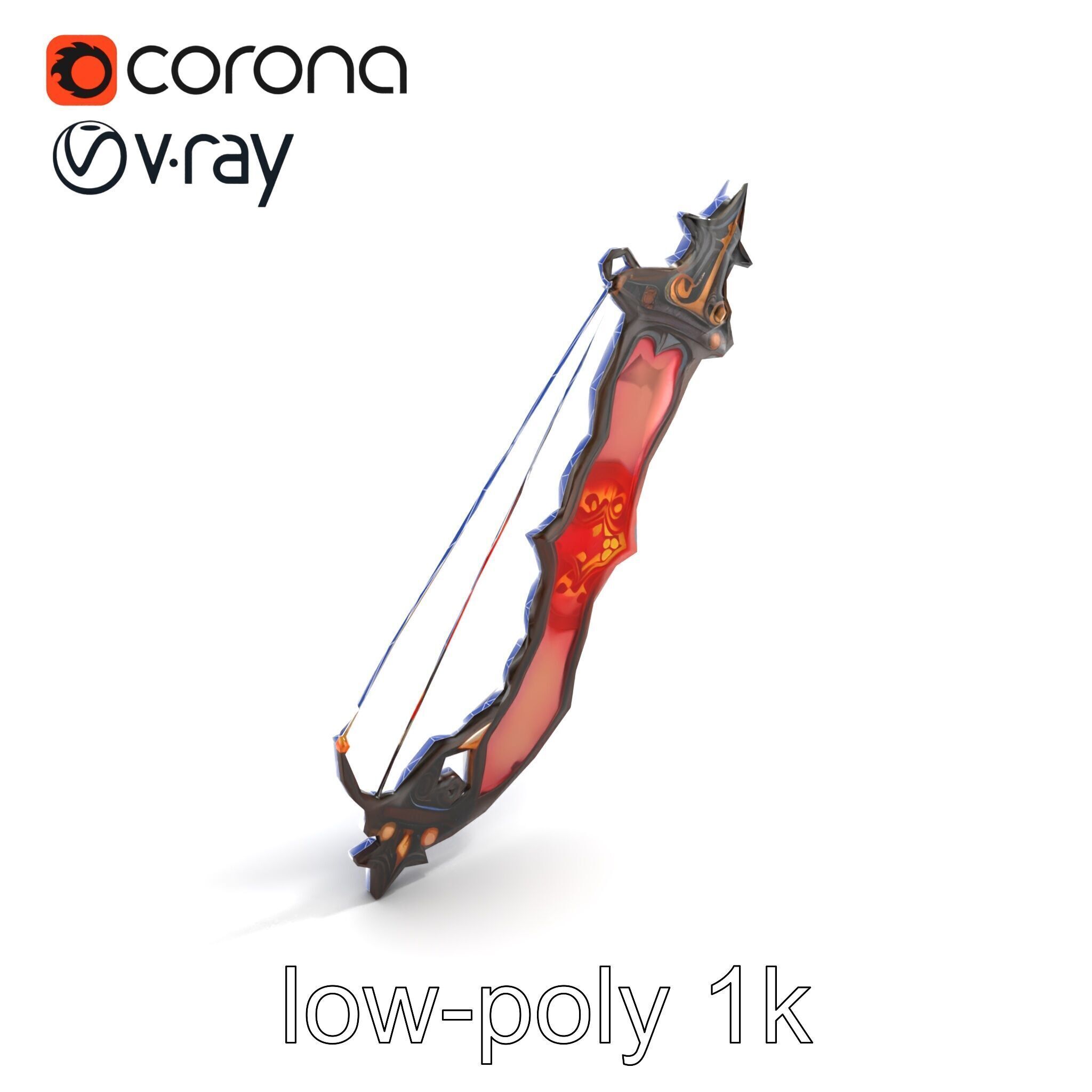 Mythical Enchanted Bow Radiant Runes model pack Low-poly 3D model_18