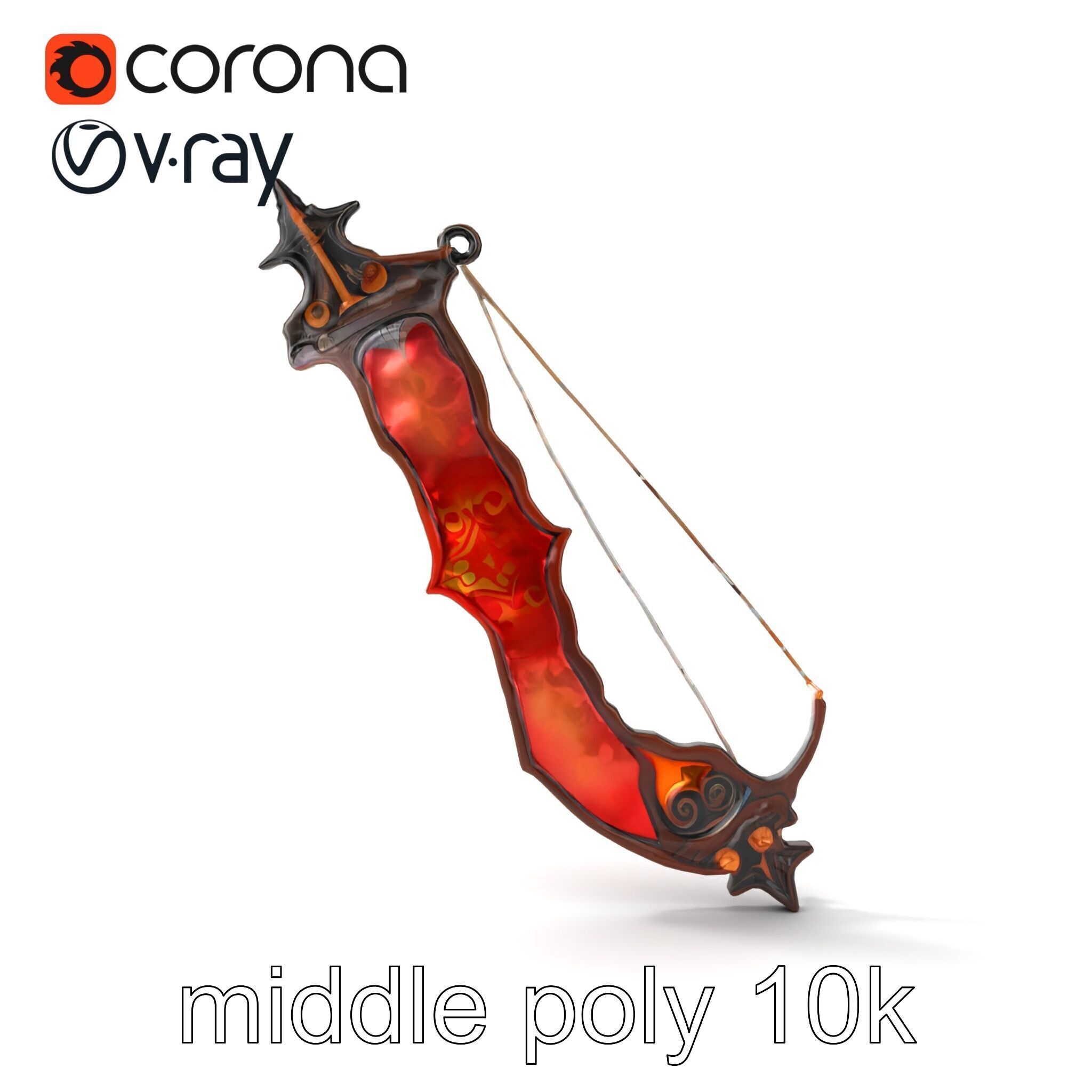 Mythical Enchanted Bow Radiant Runes model pack Low-poly 3D model_19