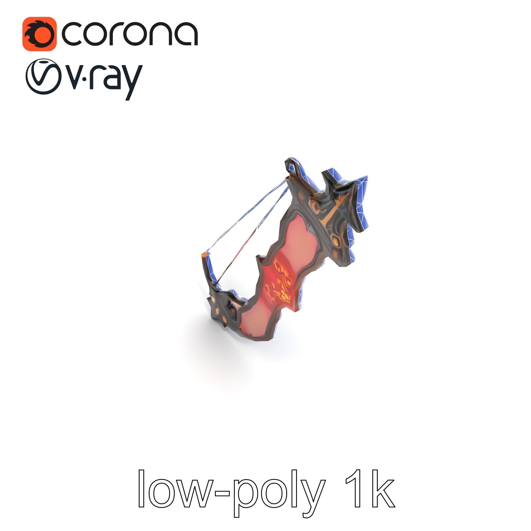 Mythical Enchanted Bow Radiant Runes model pack Low-poly 3D model_15