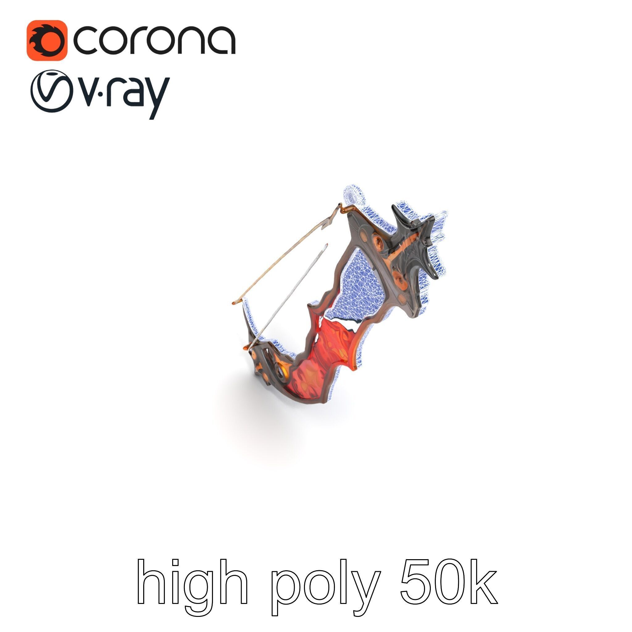 Mythical Enchanted Bow Radiant Runes model pack Low-poly 3D model_13