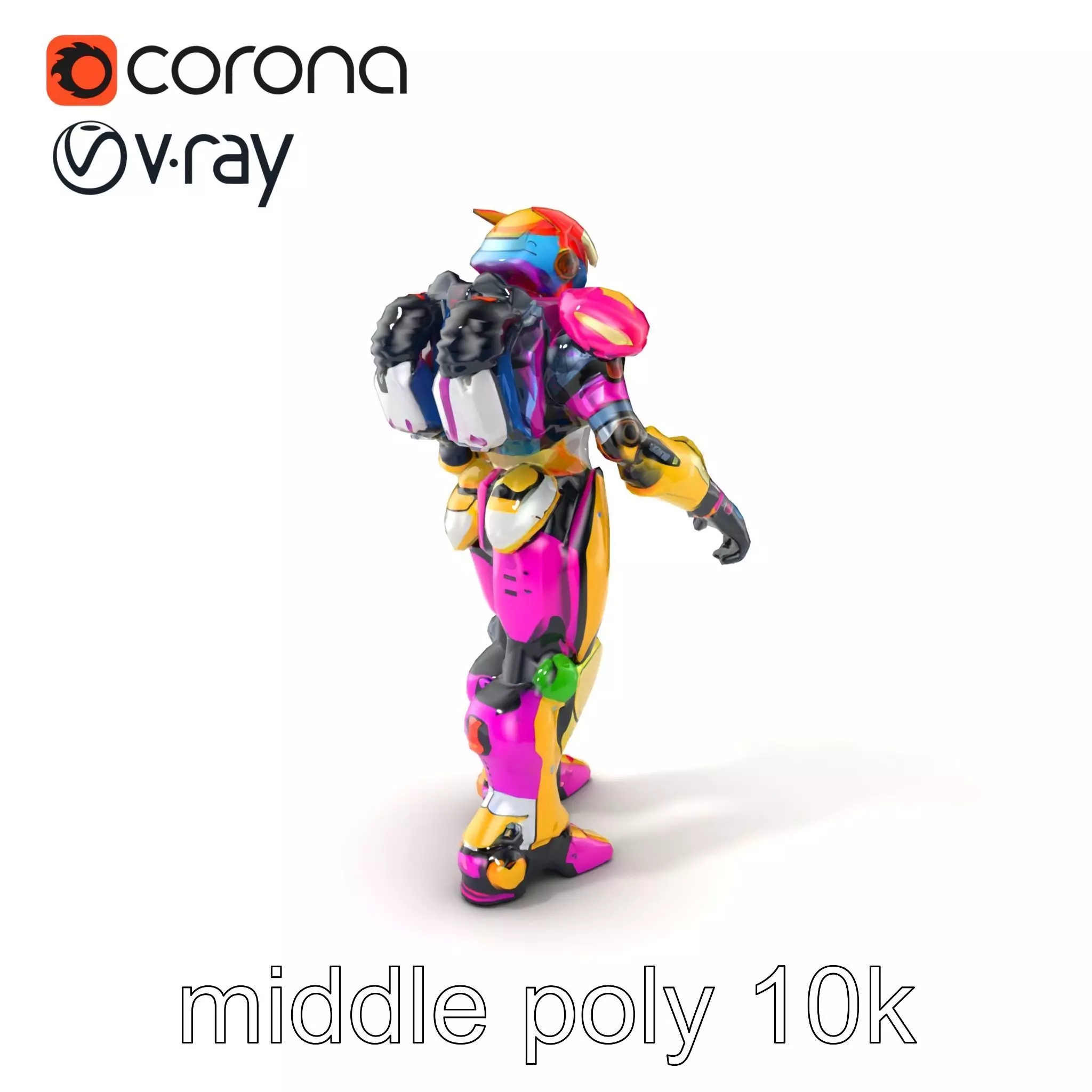 Vivid Humanoid Fight Android Model Pack Low-poly 3D model