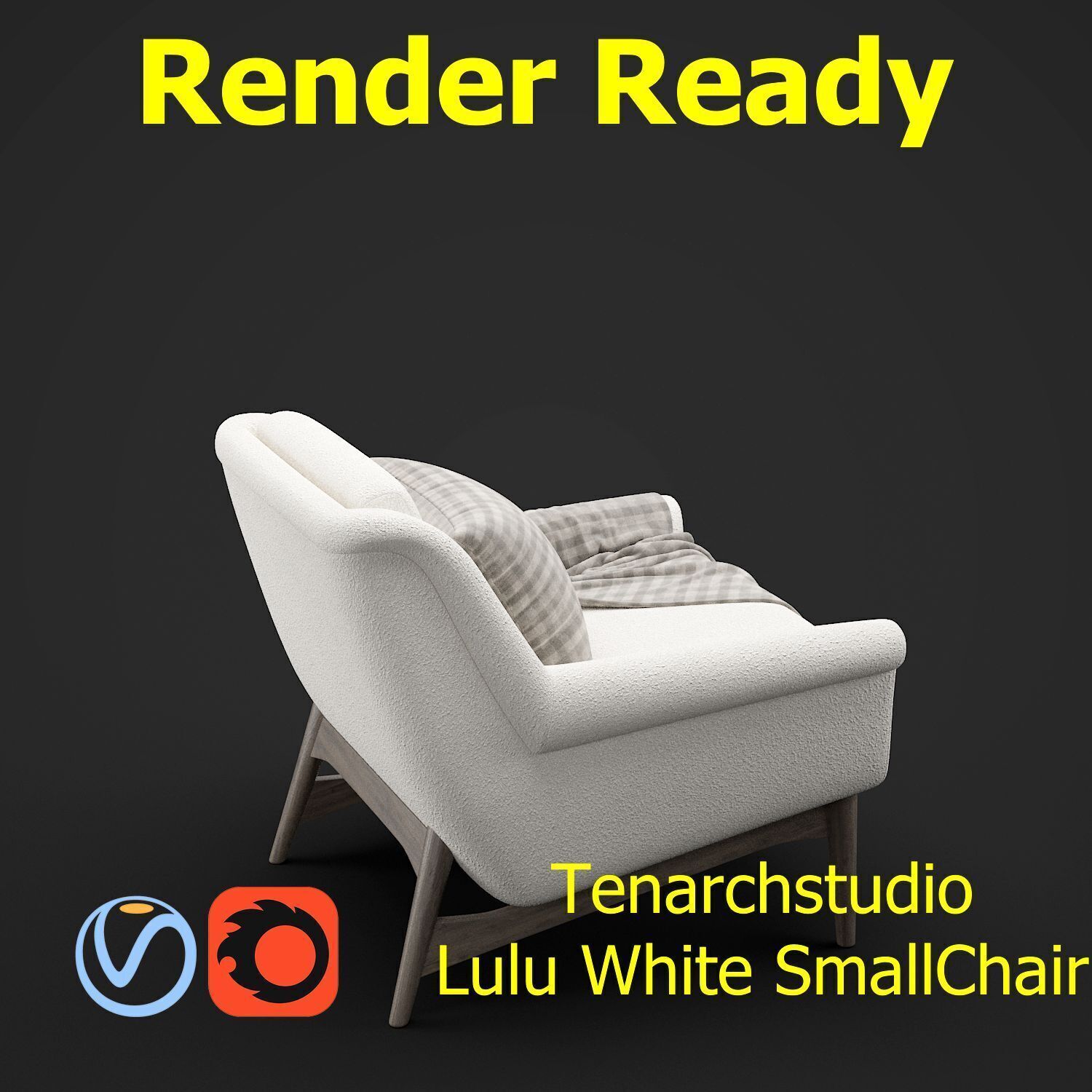 Tenarchstudio Lulu White small chair Render ready  3D model_12