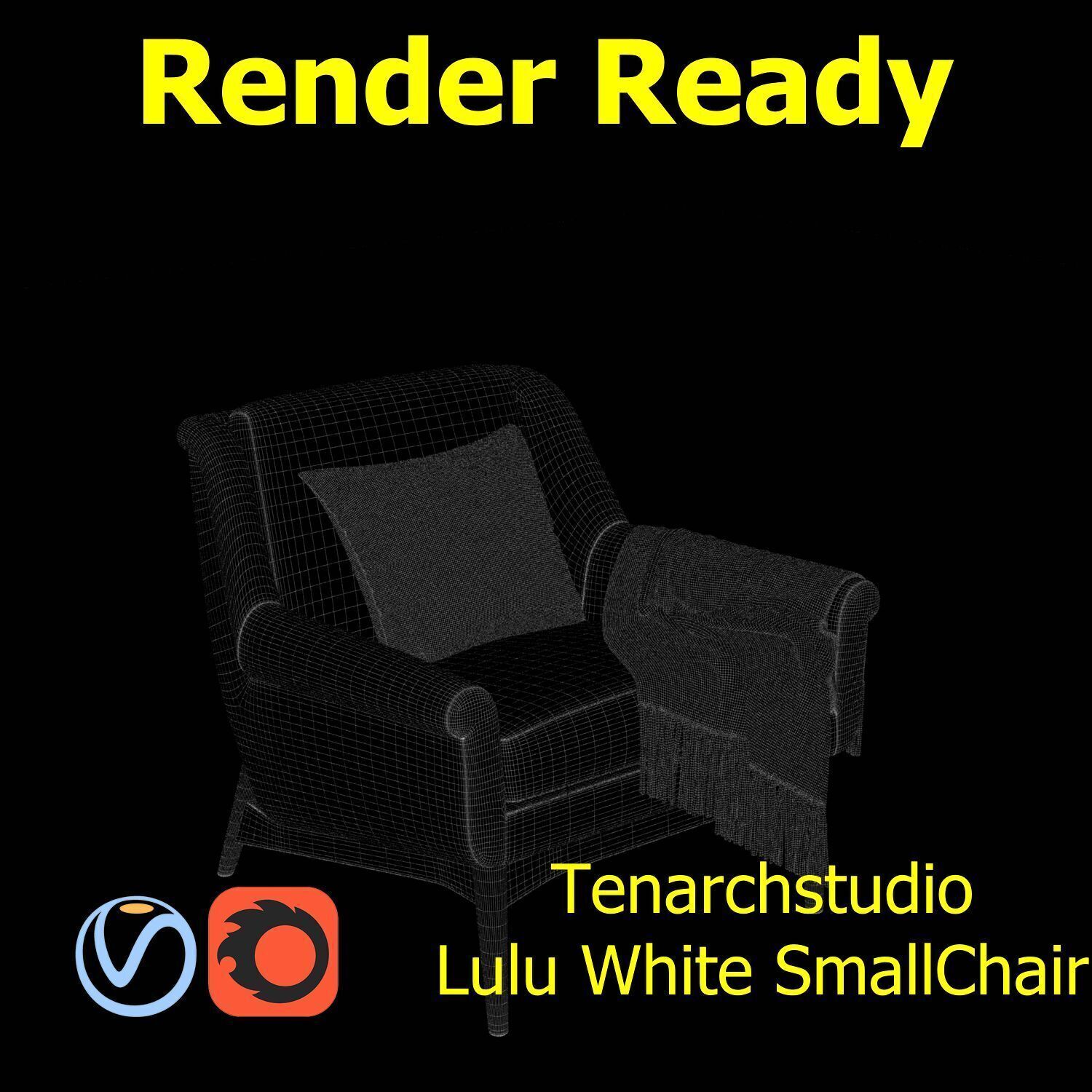 Tenarchstudio Lulu White small chair Render ready  3D model_2