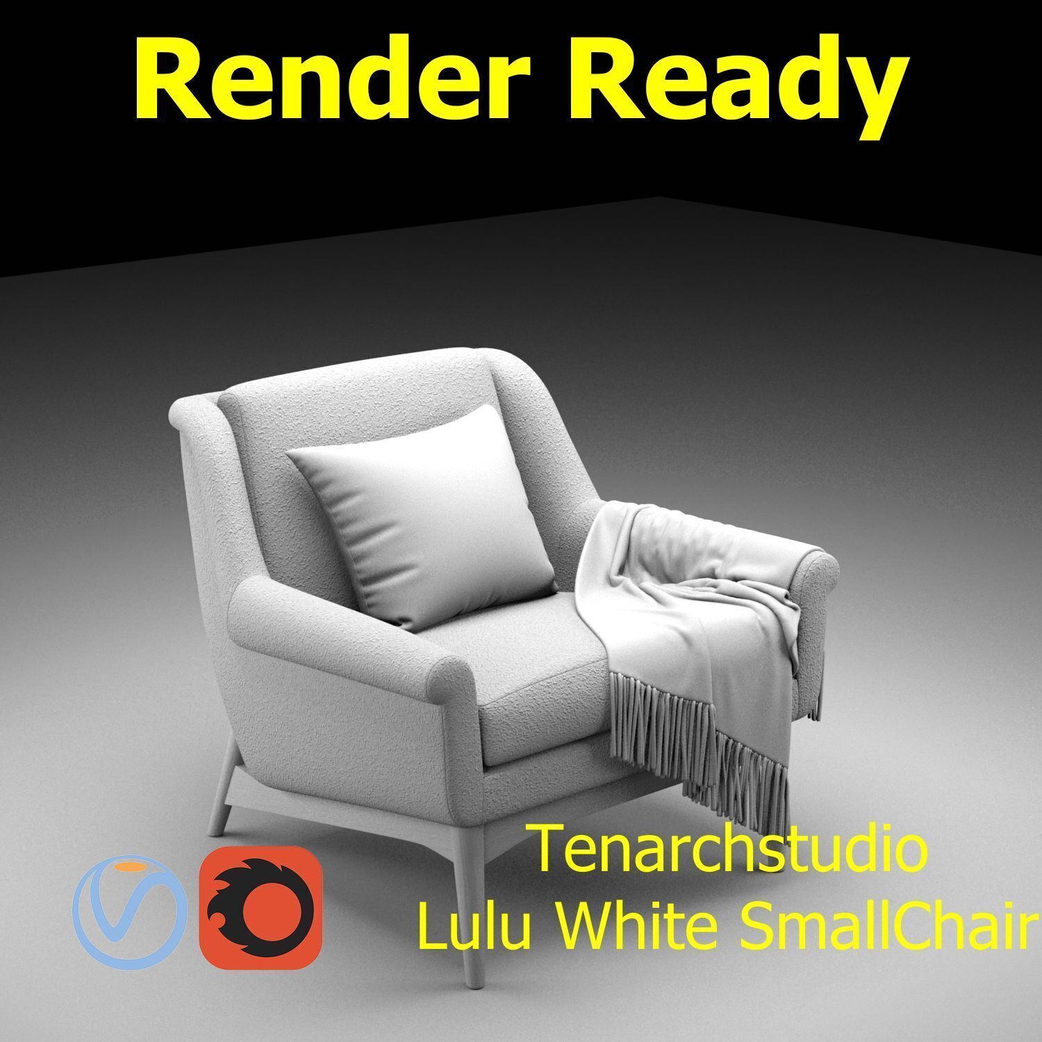 Tenarchstudio Lulu White small chair Render ready  3D model_1