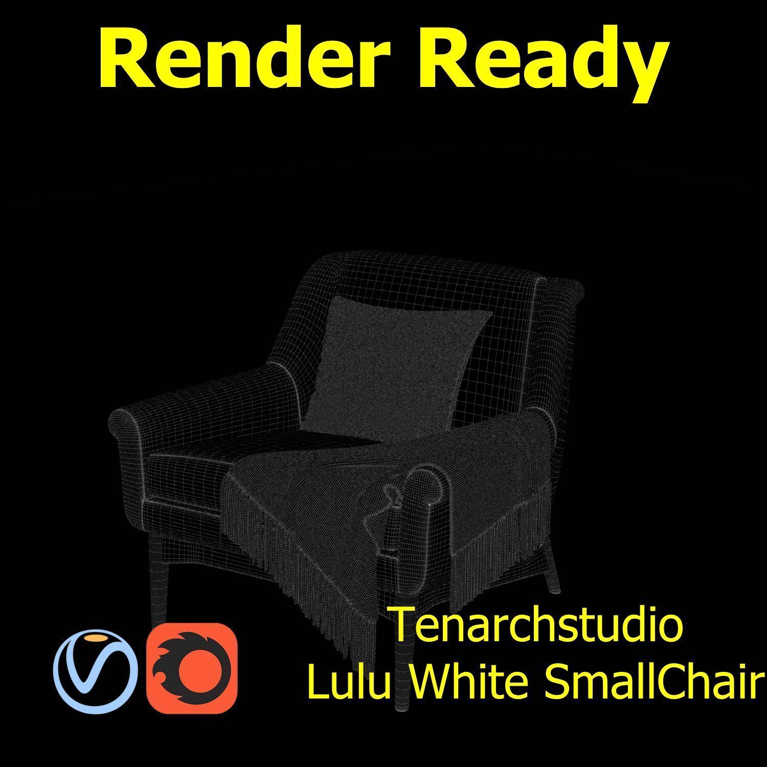 Tenarchstudio Lulu White small chair Render ready  3D model_5