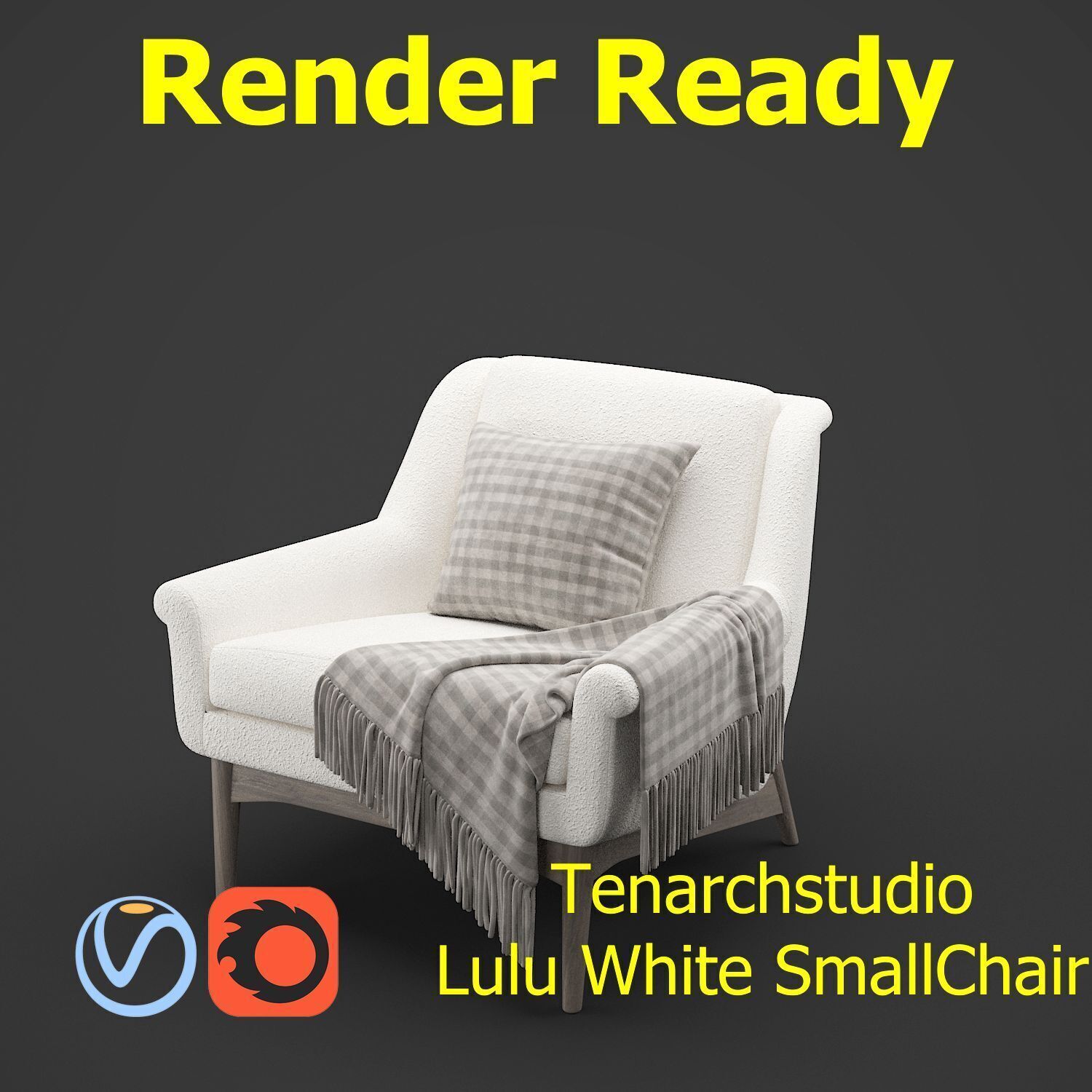 Tenarchstudio Lulu White small chair Render ready  3D model_3