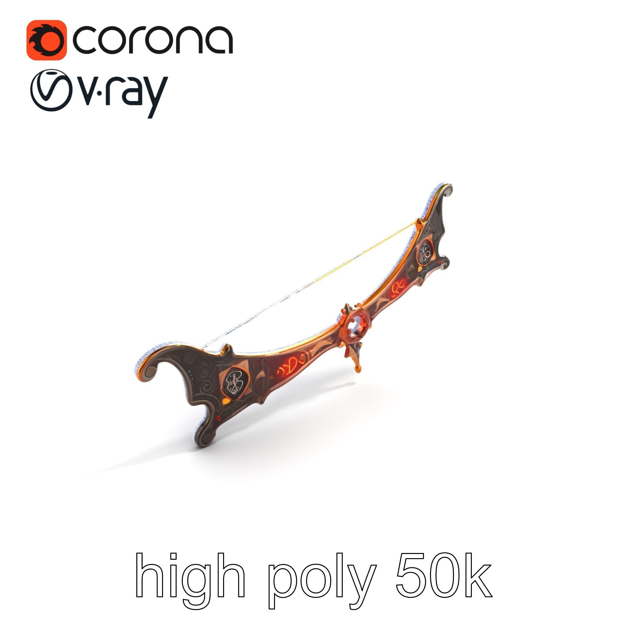 Mystical Enchanted Bow with Glowing Runes model pack Low-poly 3D model_12