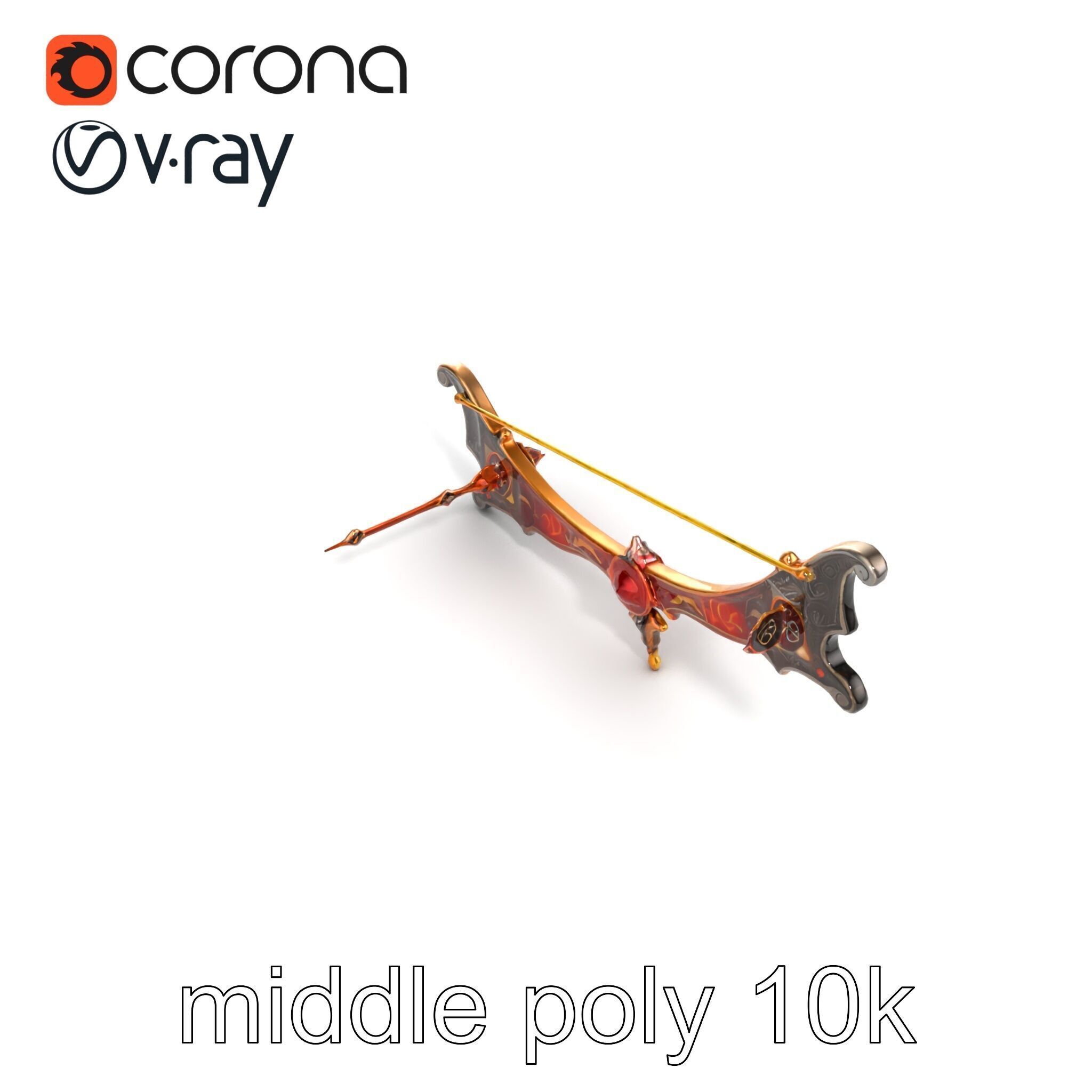 Mystical Enchanted Bow with Glowing Runes model pack Low-poly 3D model_11