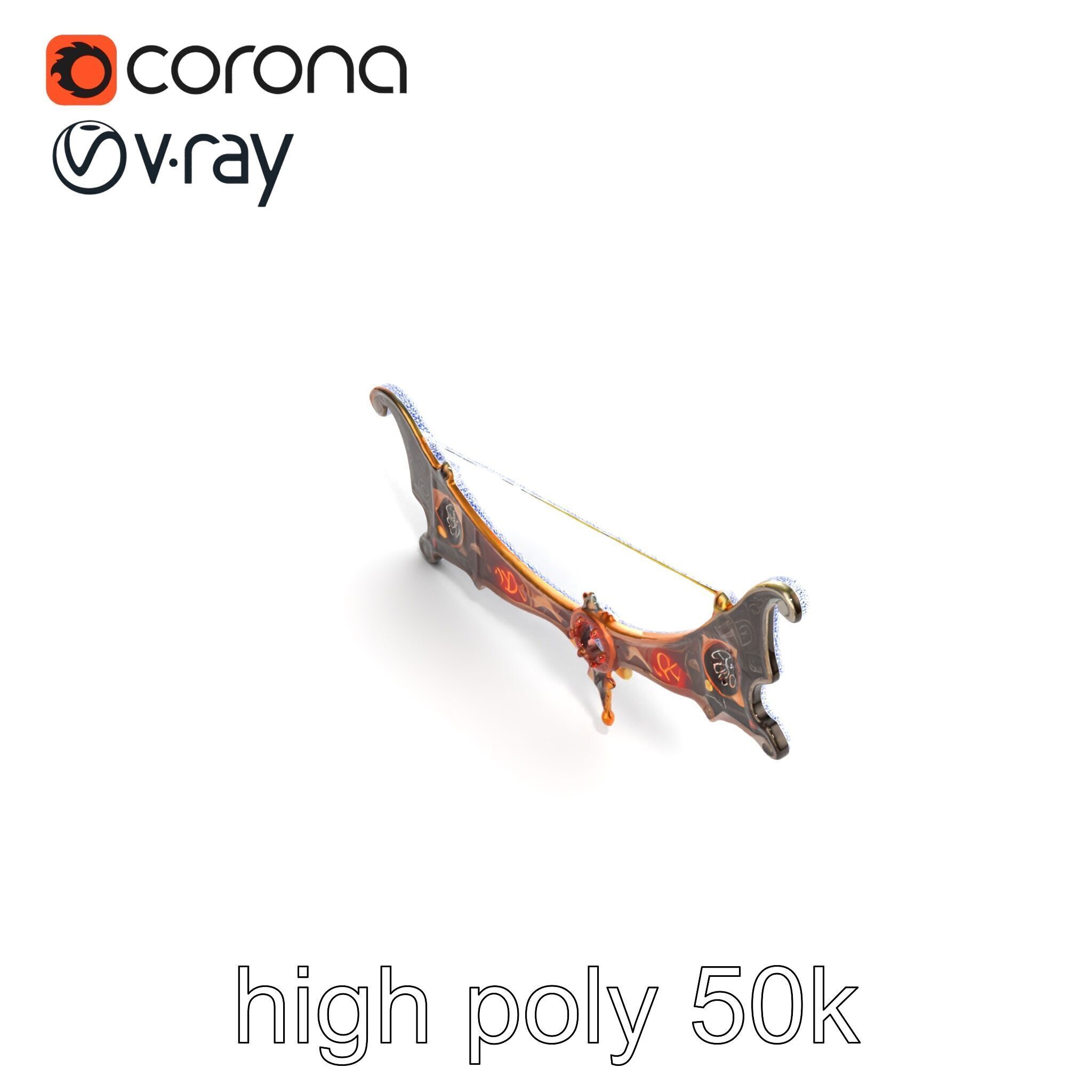 Mystical Enchanted Bow with Glowing Runes model pack Low-poly 3D model_20