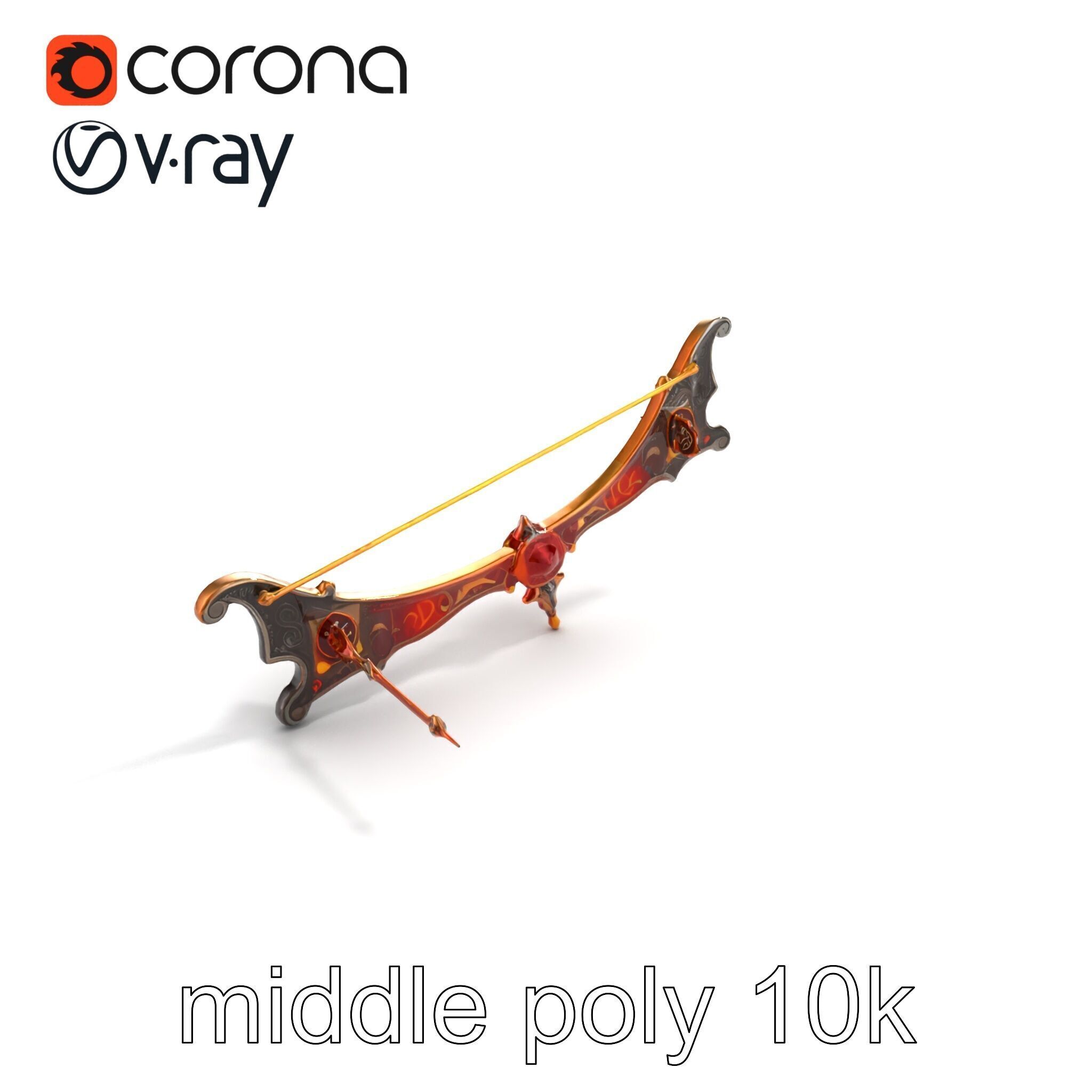 Mystical Enchanted Bow with Glowing Runes model pack Low-poly 3D model_8