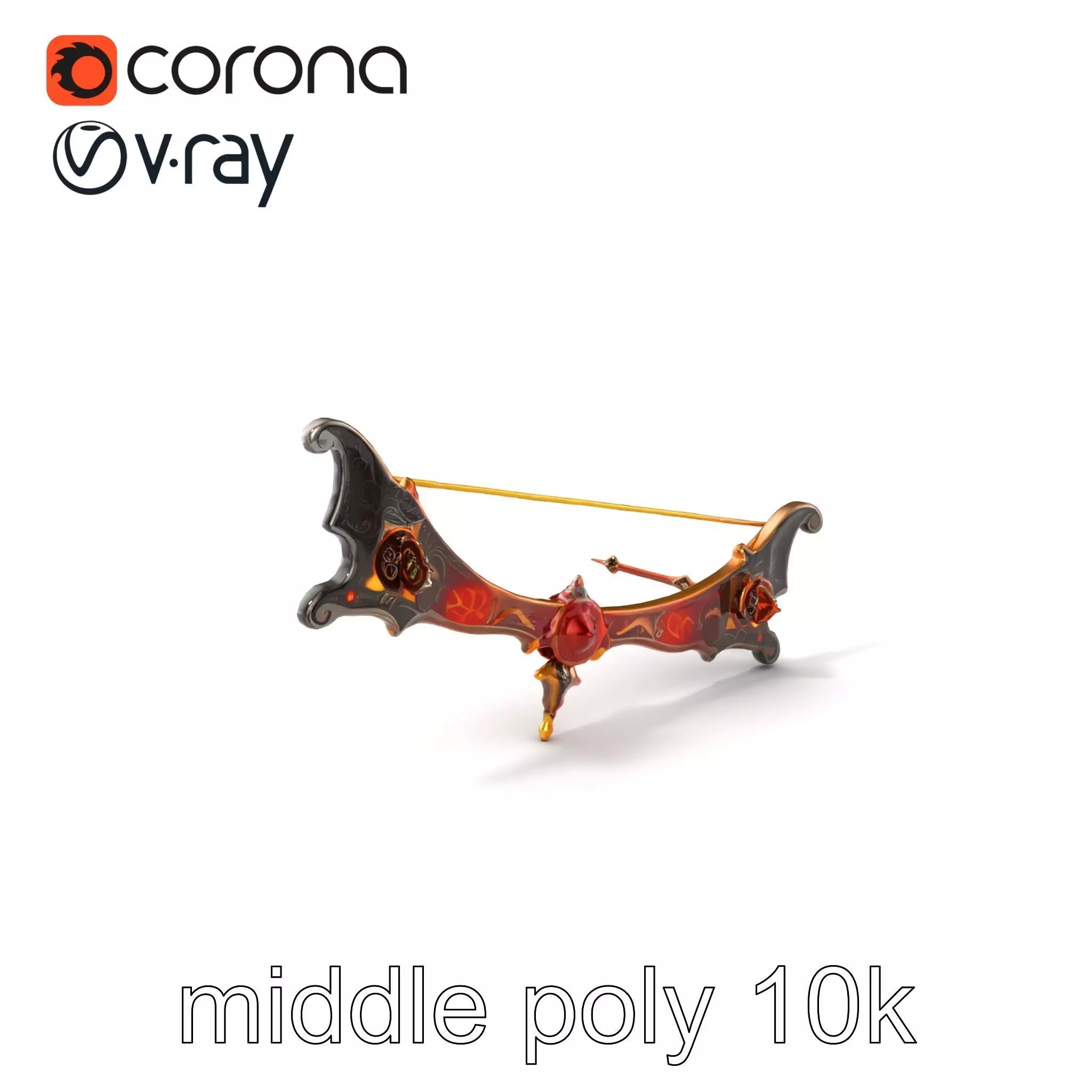 Mystical Enchanted Bow with Glowing Runes model pack Low-poly 3D model_0