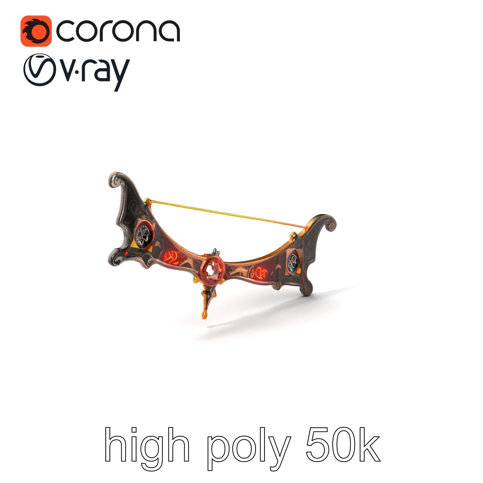 Mystical Enchanted Bow with Glowing Runes model pack Low-poly 3D model_2