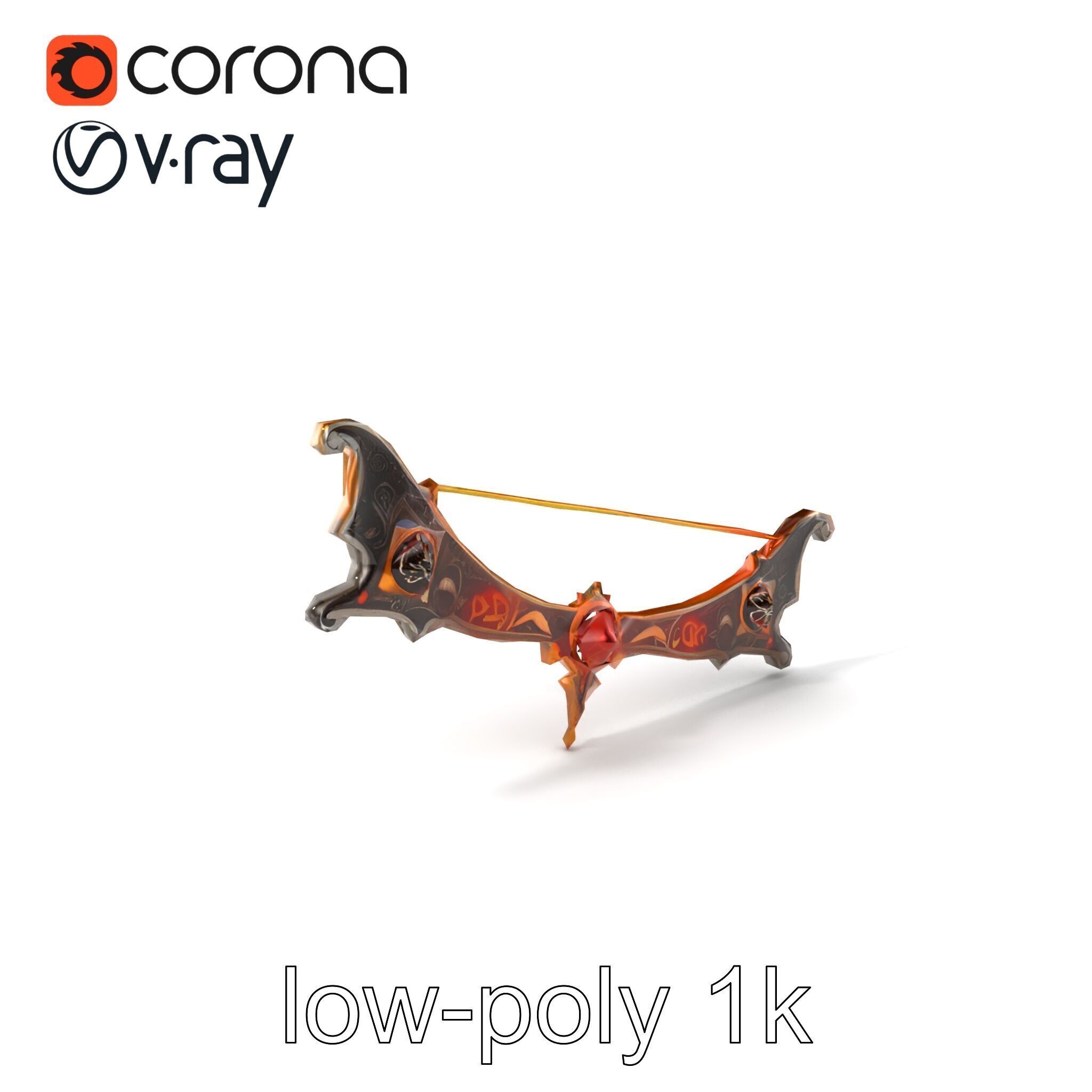 Mystical Enchanted Bow with Glowing Runes model pack Low-poly 3D model_5