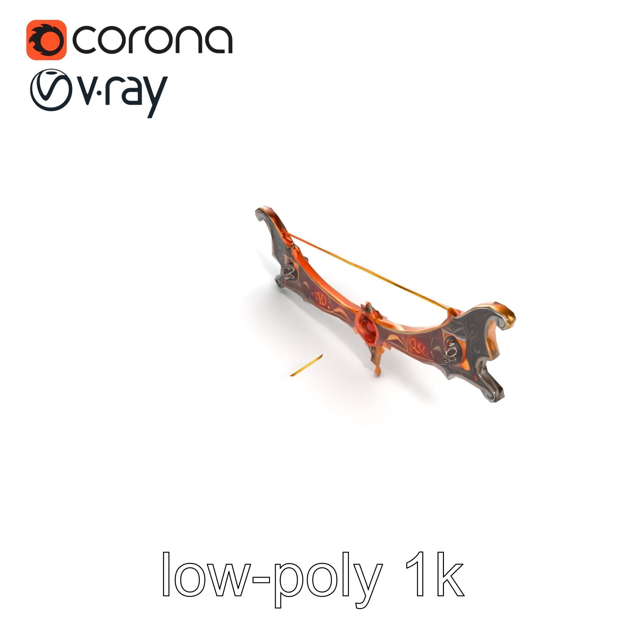 Mystical Enchanted Bow with Glowing Runes model pack Low-poly 3D model_17