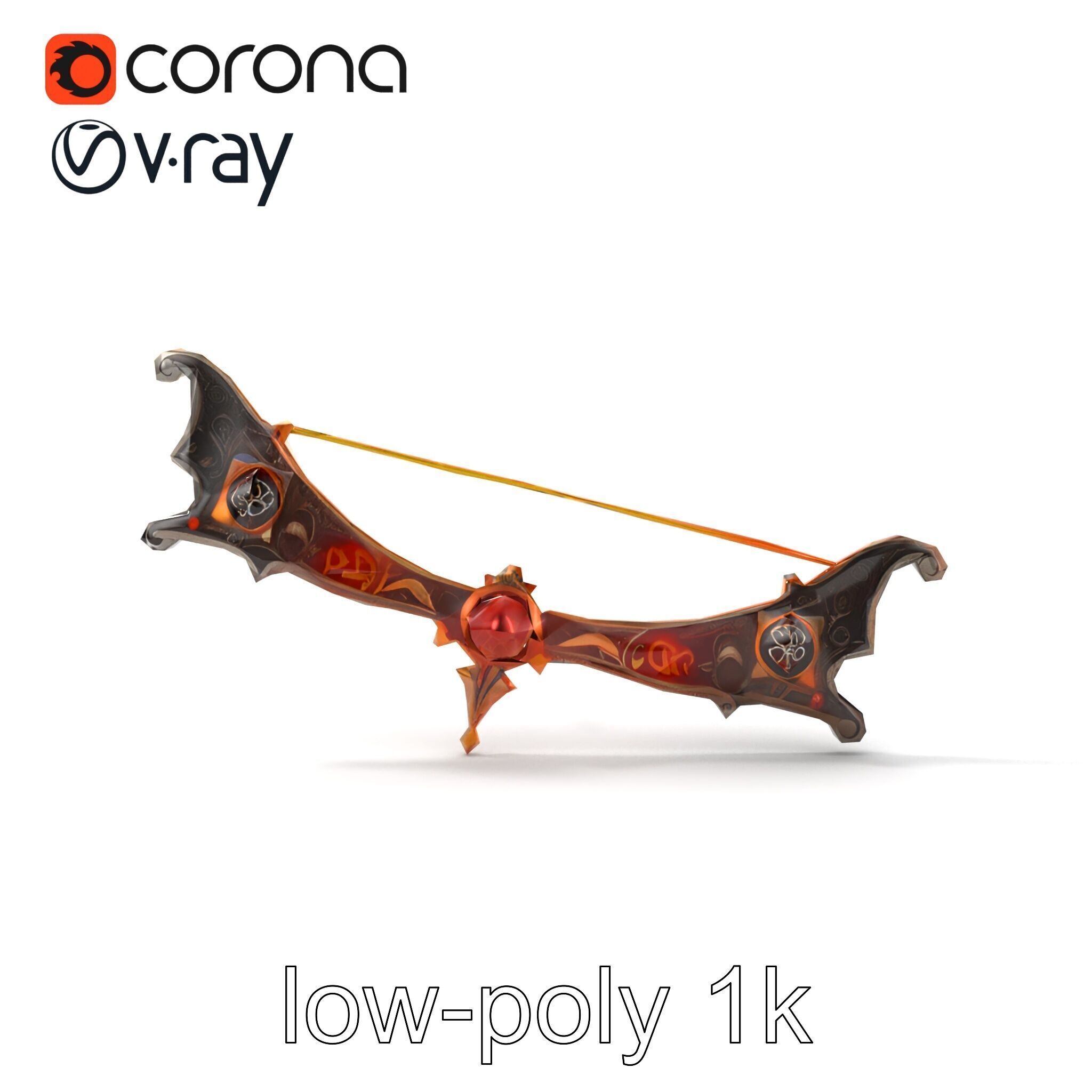 Mystical Enchanted Bow with Glowing Runes model pack Low-poly 3D model_21