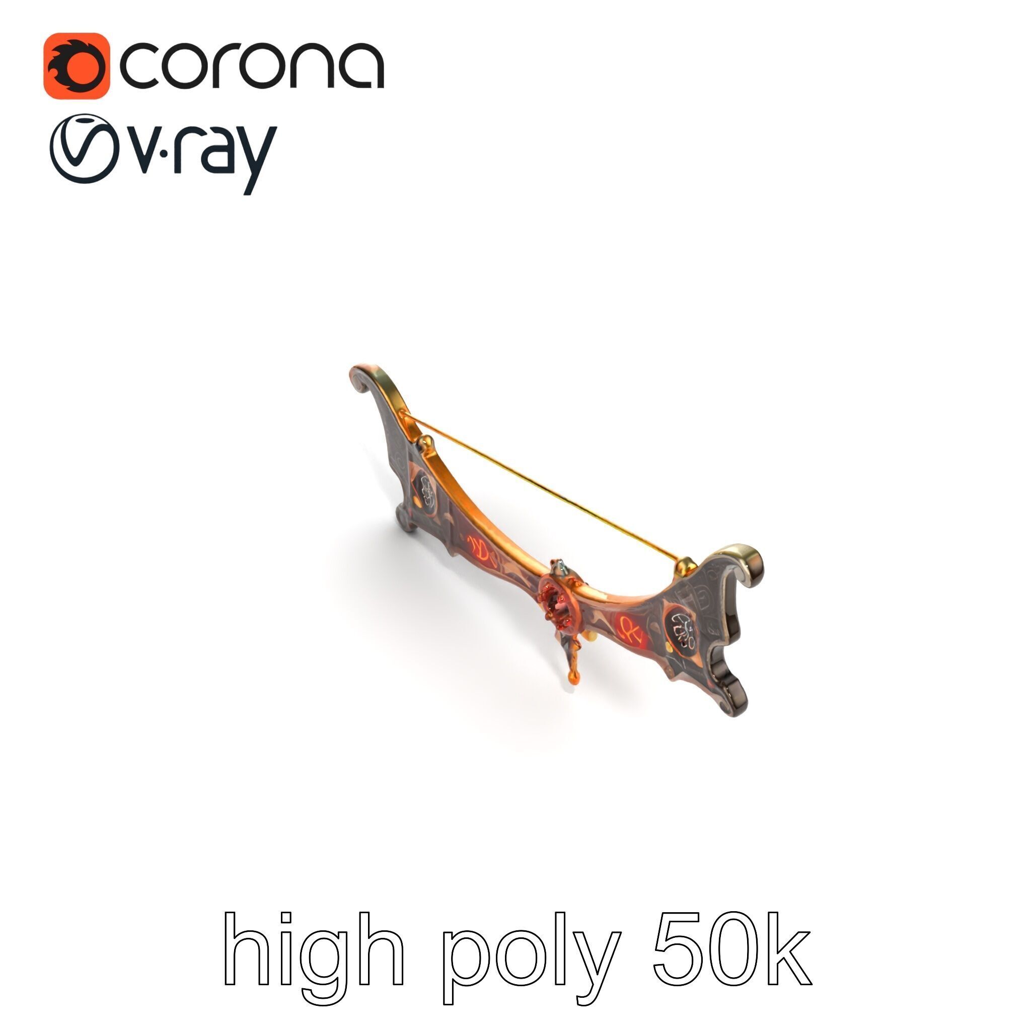 Mystical Enchanted Bow with Glowing Runes model pack Low-poly 3D model_14