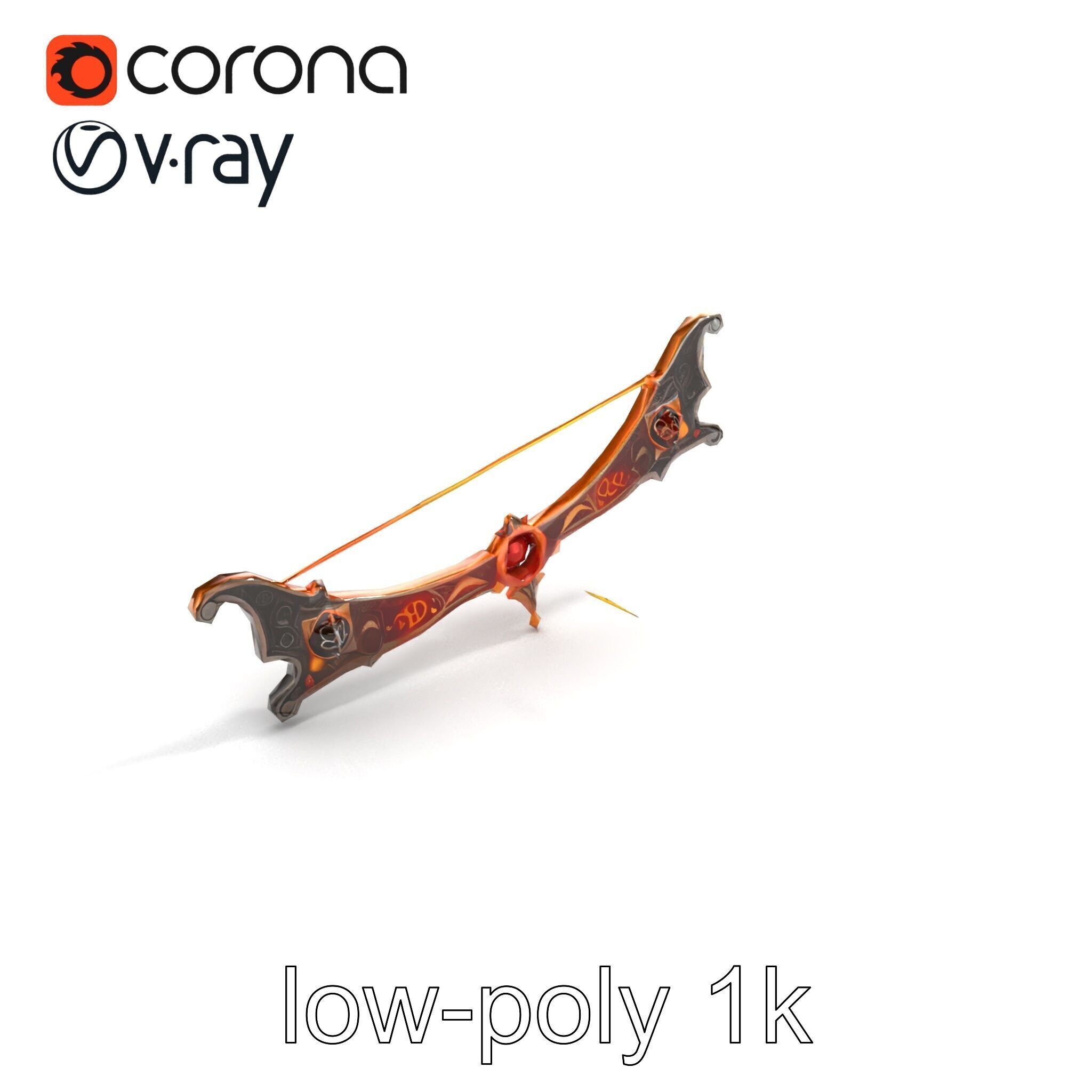 Mystical Enchanted Bow with Glowing Runes model pack Low-poly 3D model_9