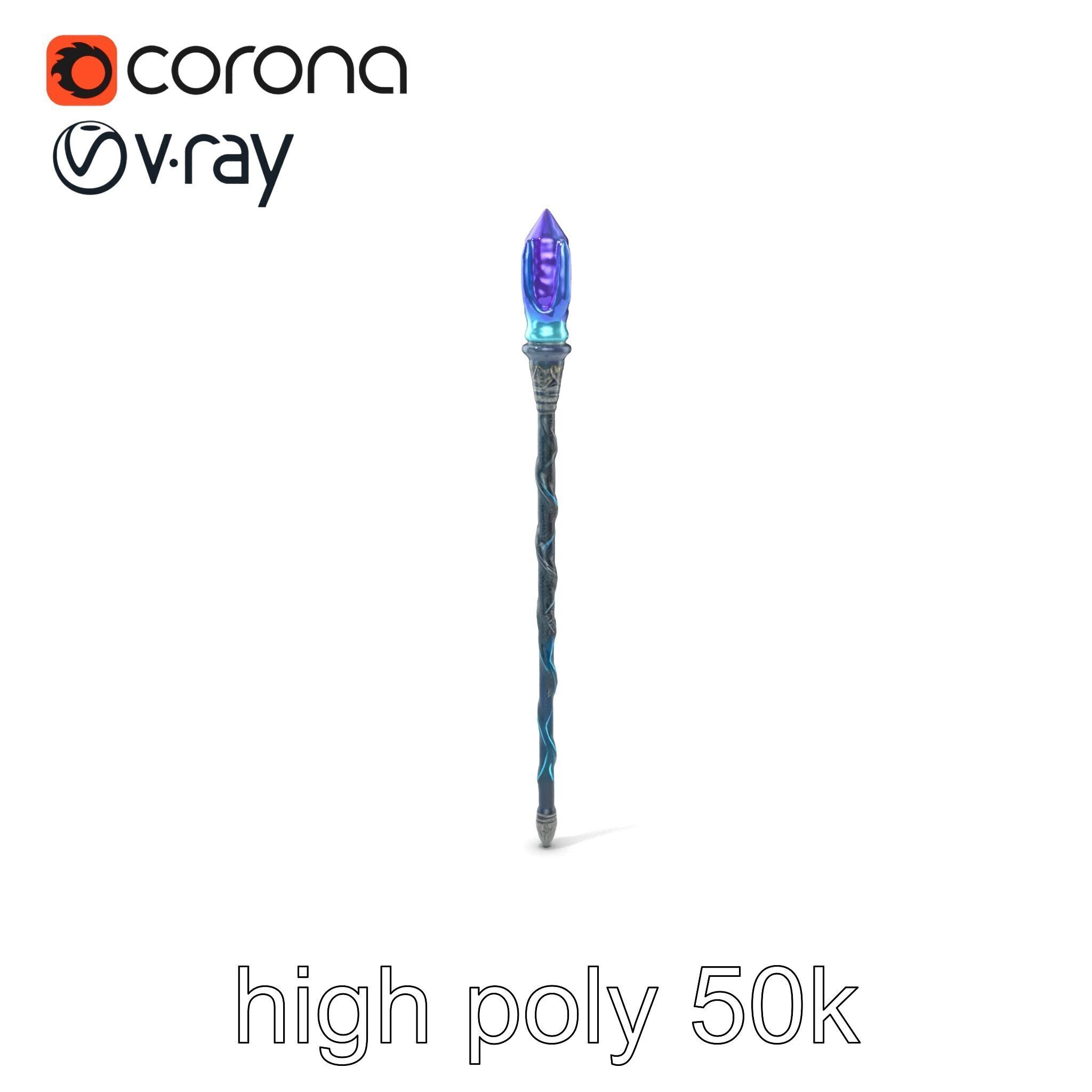 Stormbringers Enchanted Sapphire Staff model pack Low-poly 3D model_2