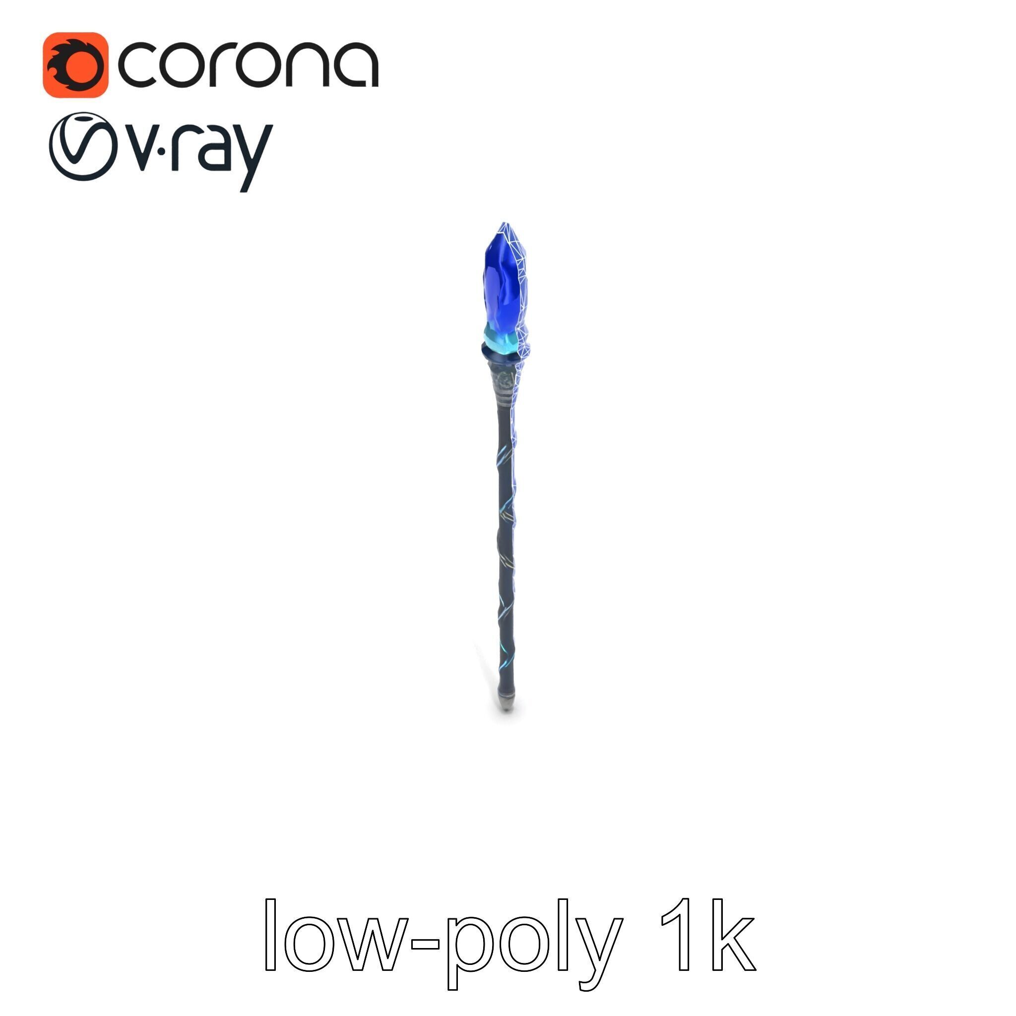 Stormbringers Enchanted Sapphire Staff model pack Low-poly 3D model_12