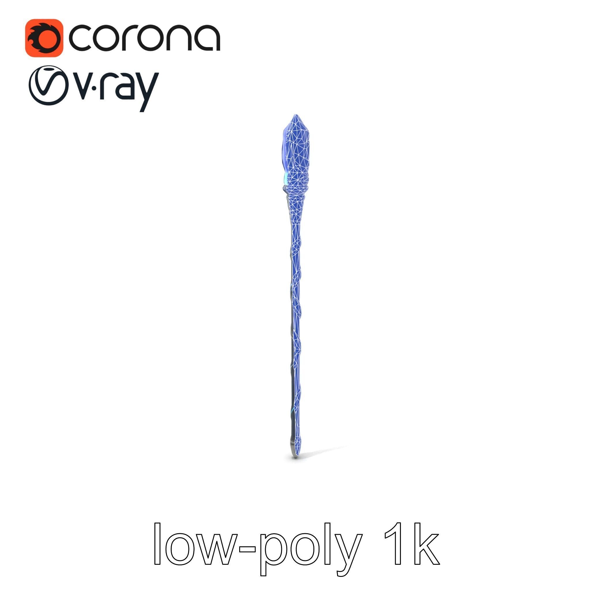 Stormbringers Enchanted Sapphire Staff model pack Low-poly 3D model_7