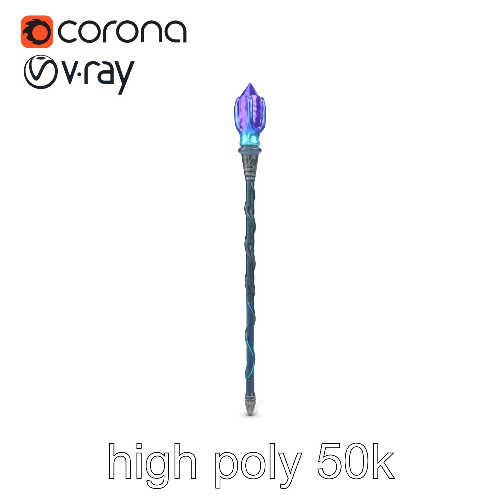 Stormbringers Enchanted Sapphire Staff model pack Low-poly 3D model_24