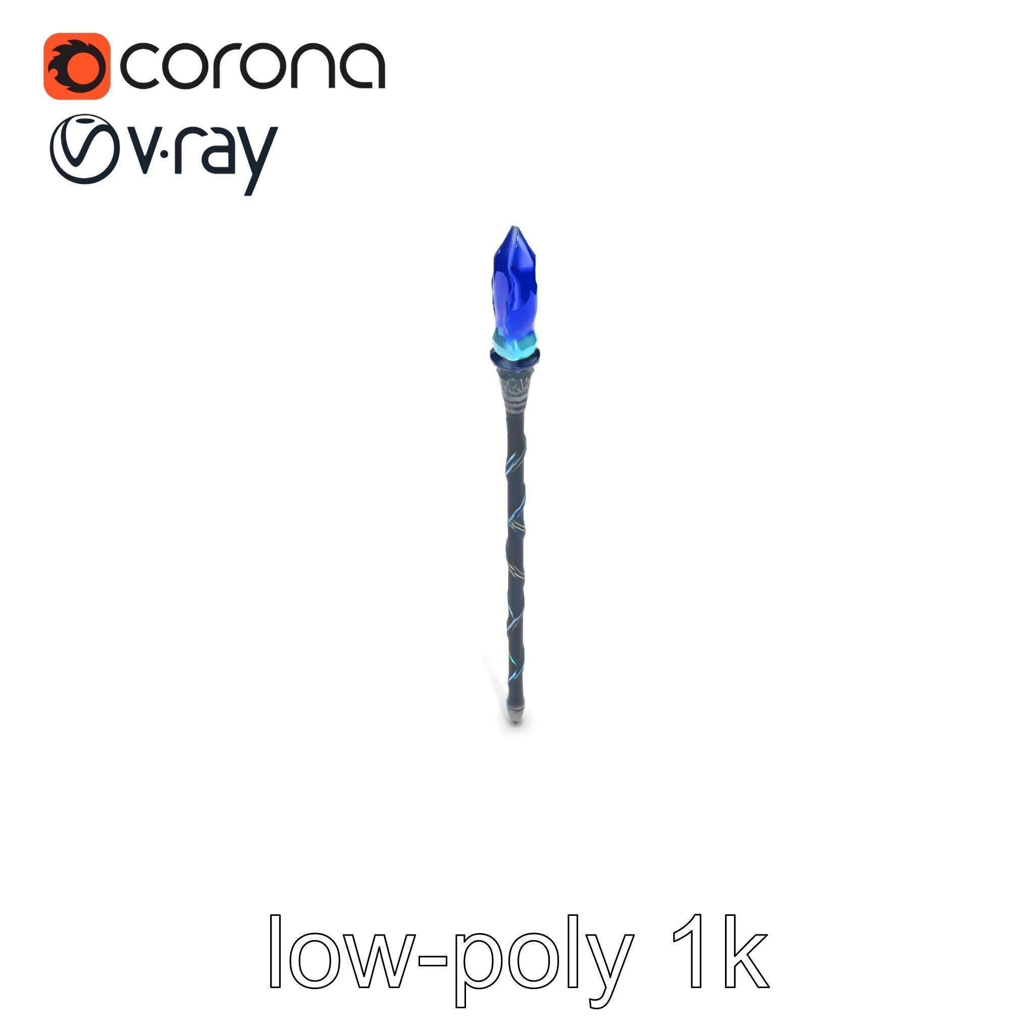 Stormbringers Enchanted Sapphire Staff model pack Low-poly 3D model_19