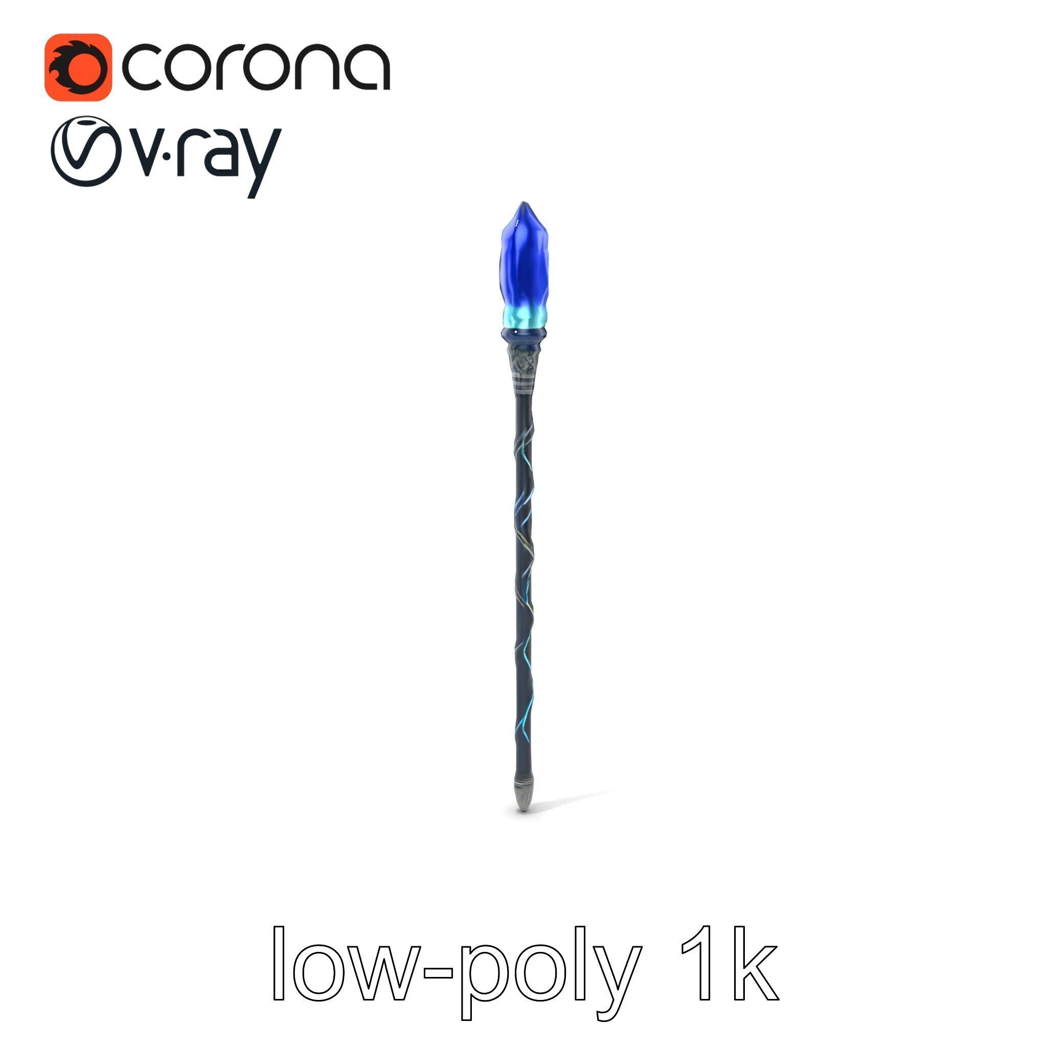 Stormbringers Enchanted Sapphire Staff model pack Low-poly 3D model_5