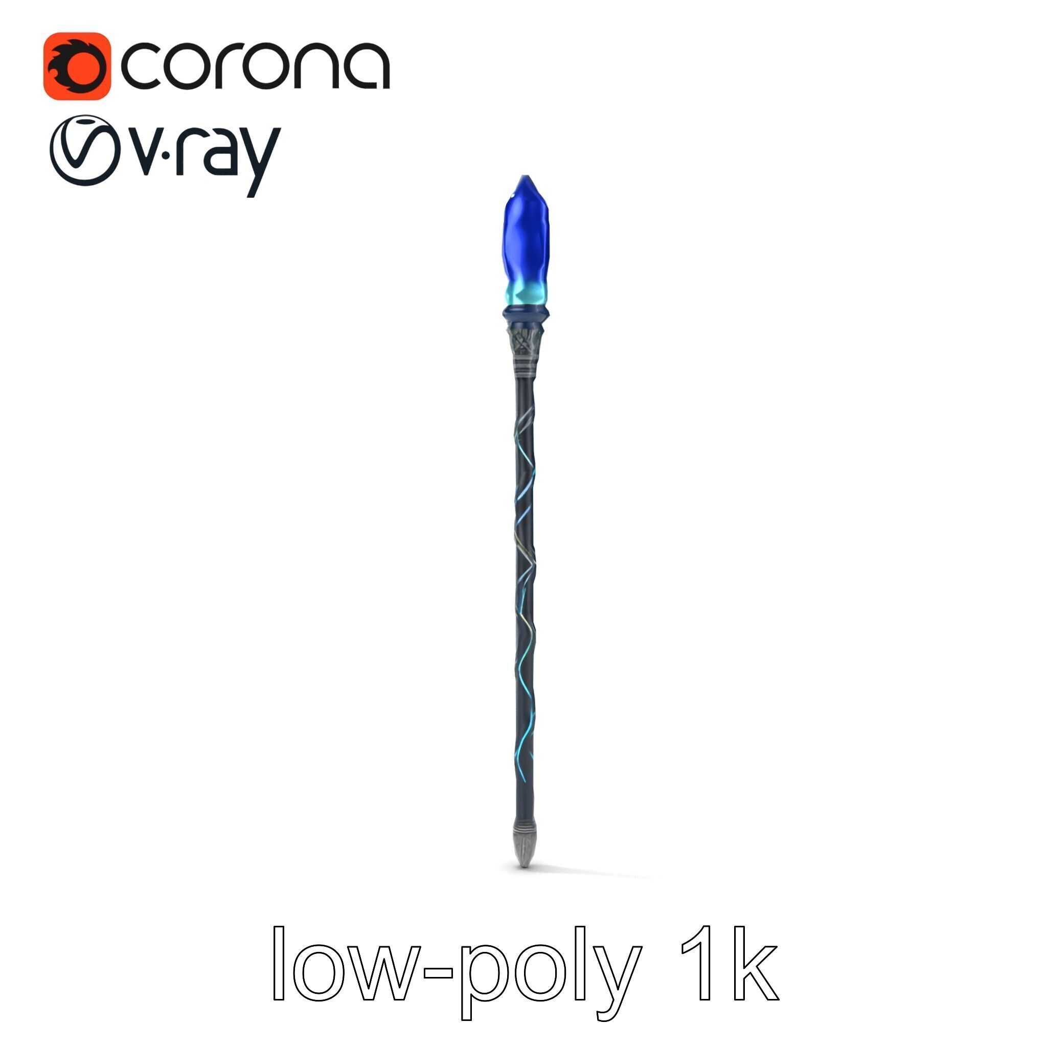 Stormbringers Enchanted Sapphire Staff model pack Low-poly 3D model_32