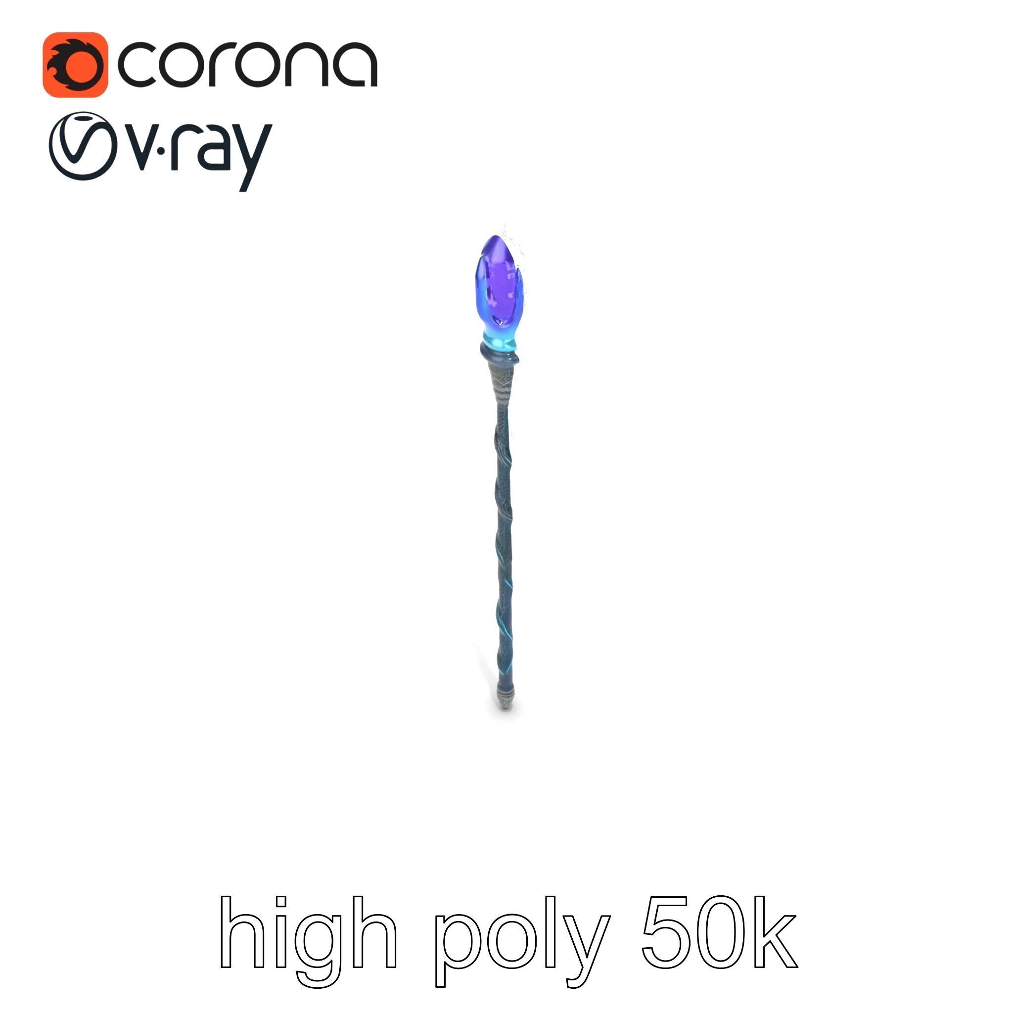 Stormbringers Enchanted Sapphire Staff model pack Low-poly 3D model_13