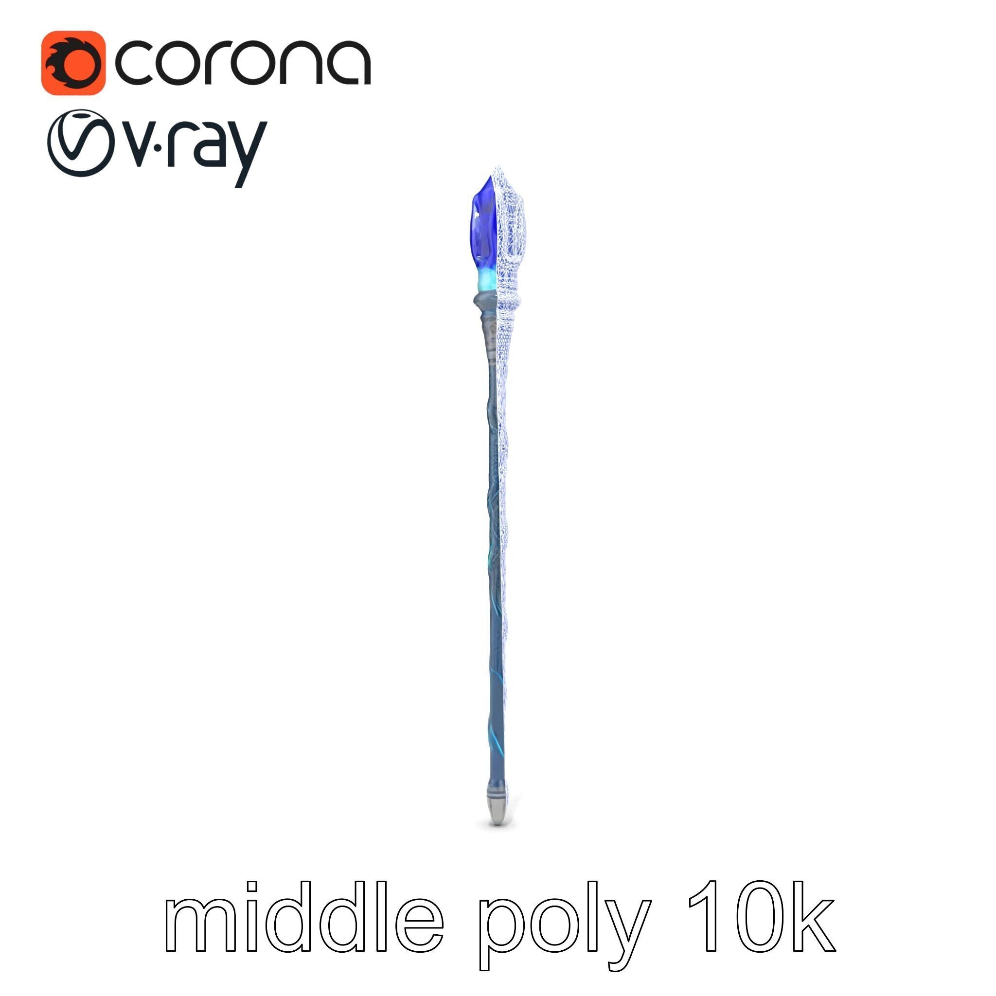 Stormbringers Enchanted Sapphire Staff model pack Low-poly 3D model_30