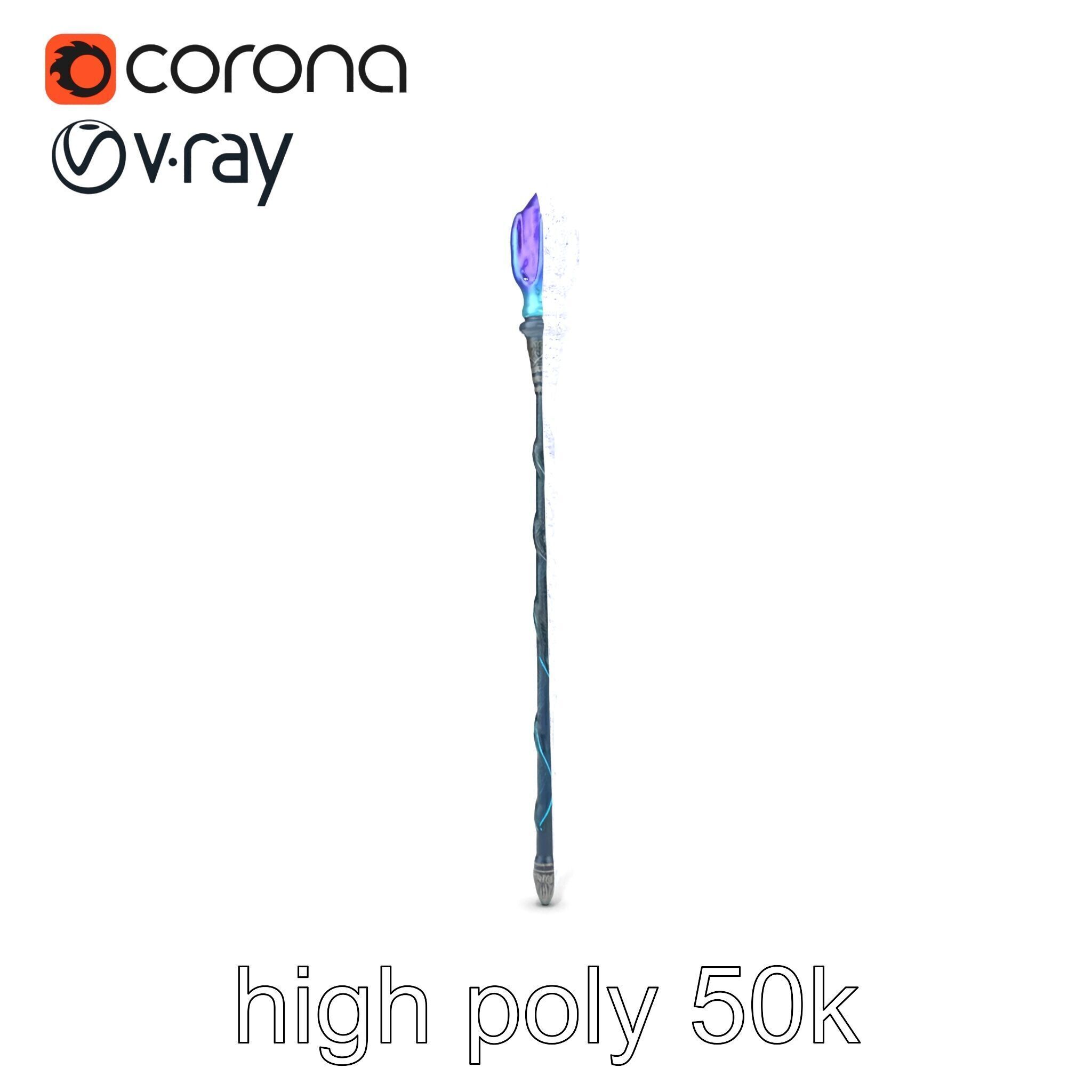 Stormbringers Enchanted Sapphire Staff model pack Low-poly 3D model_29