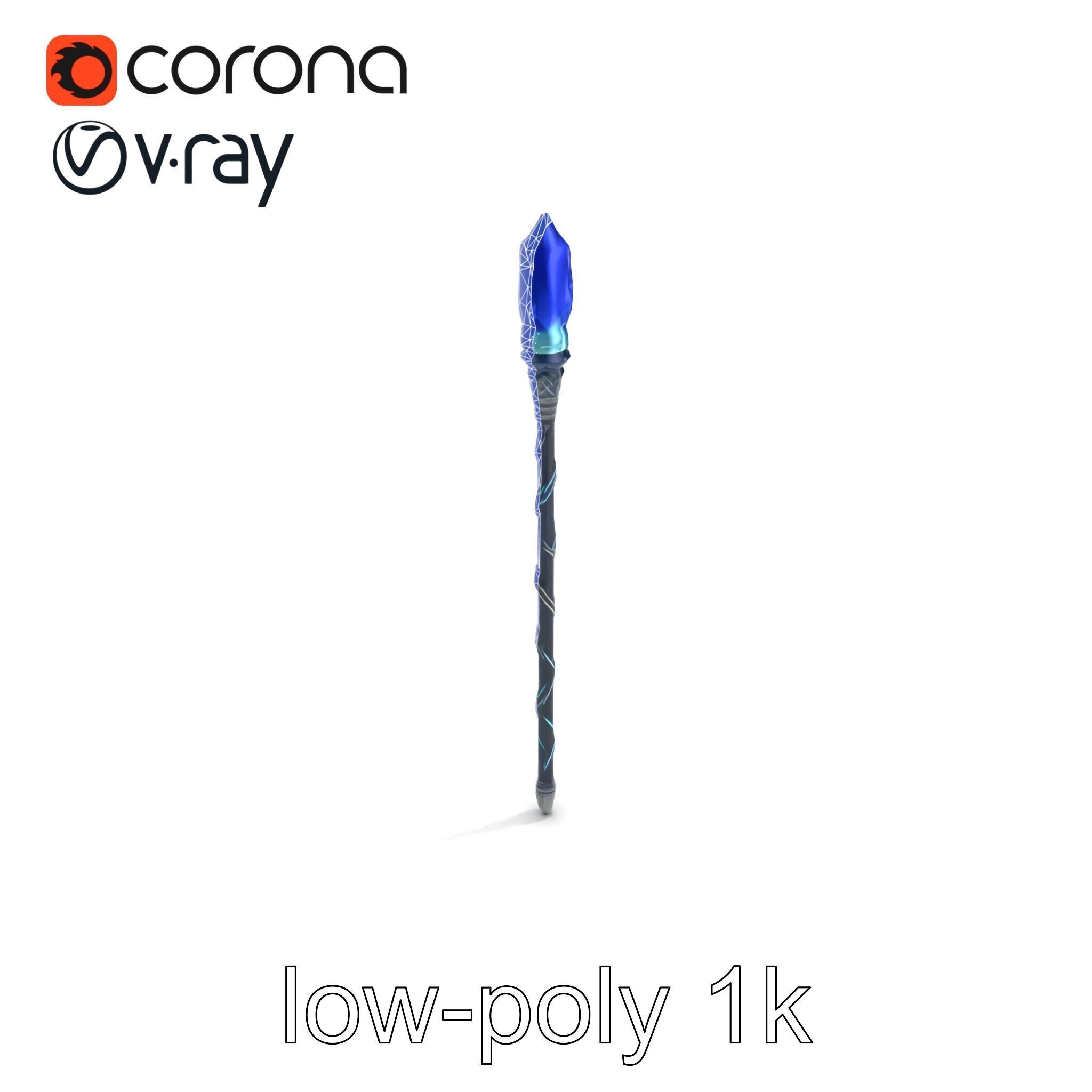 Stormbringers Enchanted Sapphire Staff model pack Low-poly 3D model_21