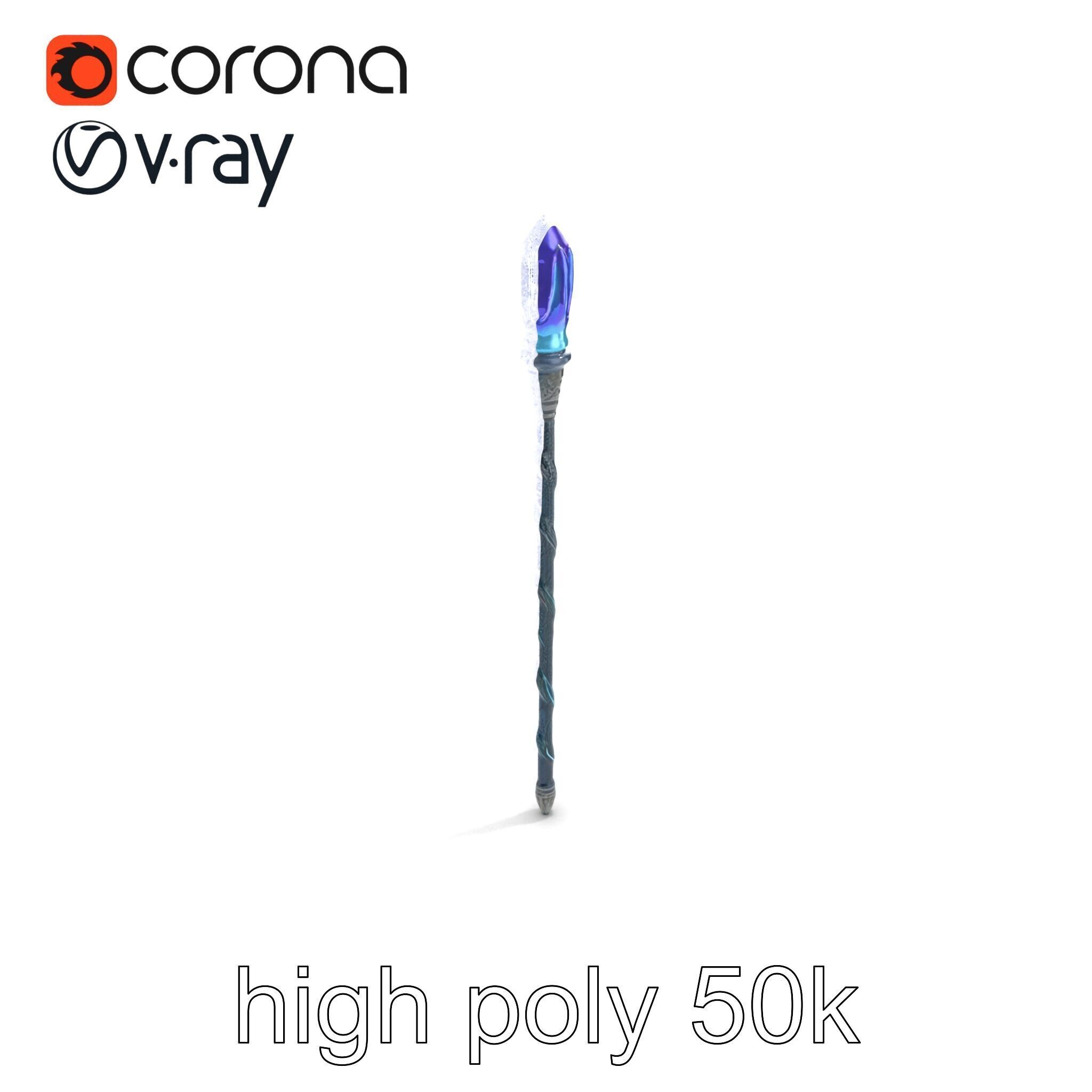 Stormbringers Enchanted Sapphire Staff model pack Low-poly 3D model_14