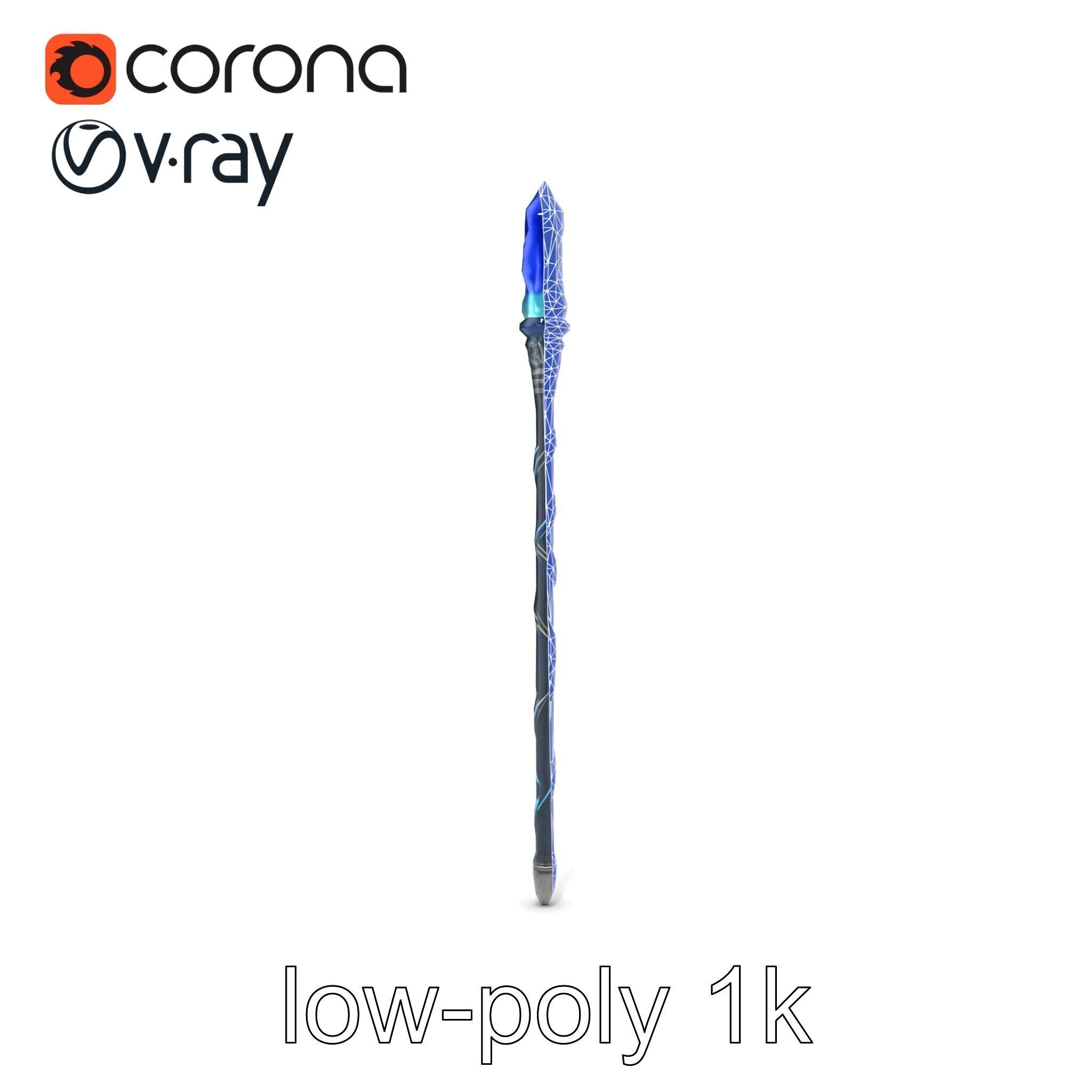 Stormbringers Enchanted Sapphire Staff model pack Low-poly 3D model_23