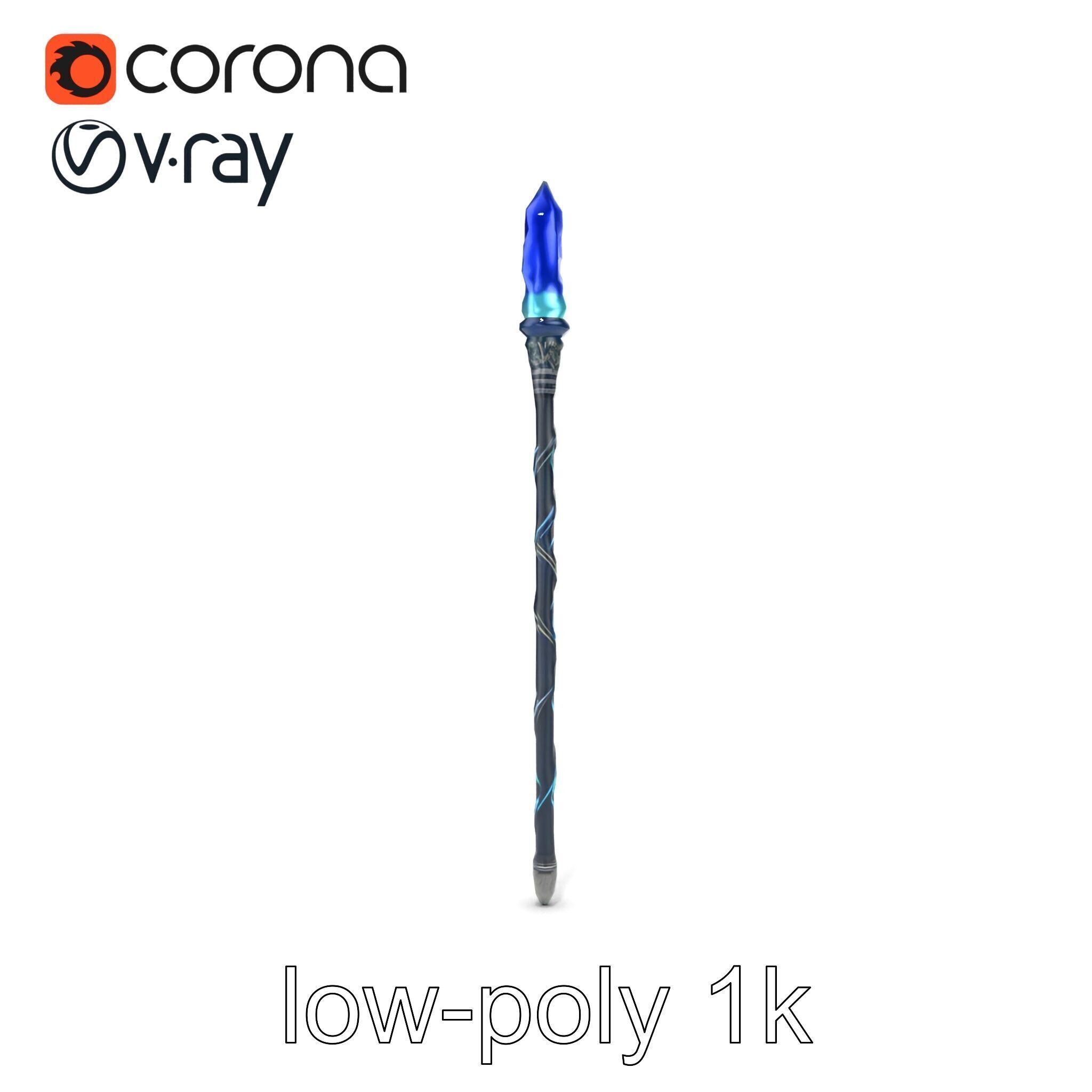 Stormbringers Enchanted Sapphire Staff model pack Low-poly 3D model_18