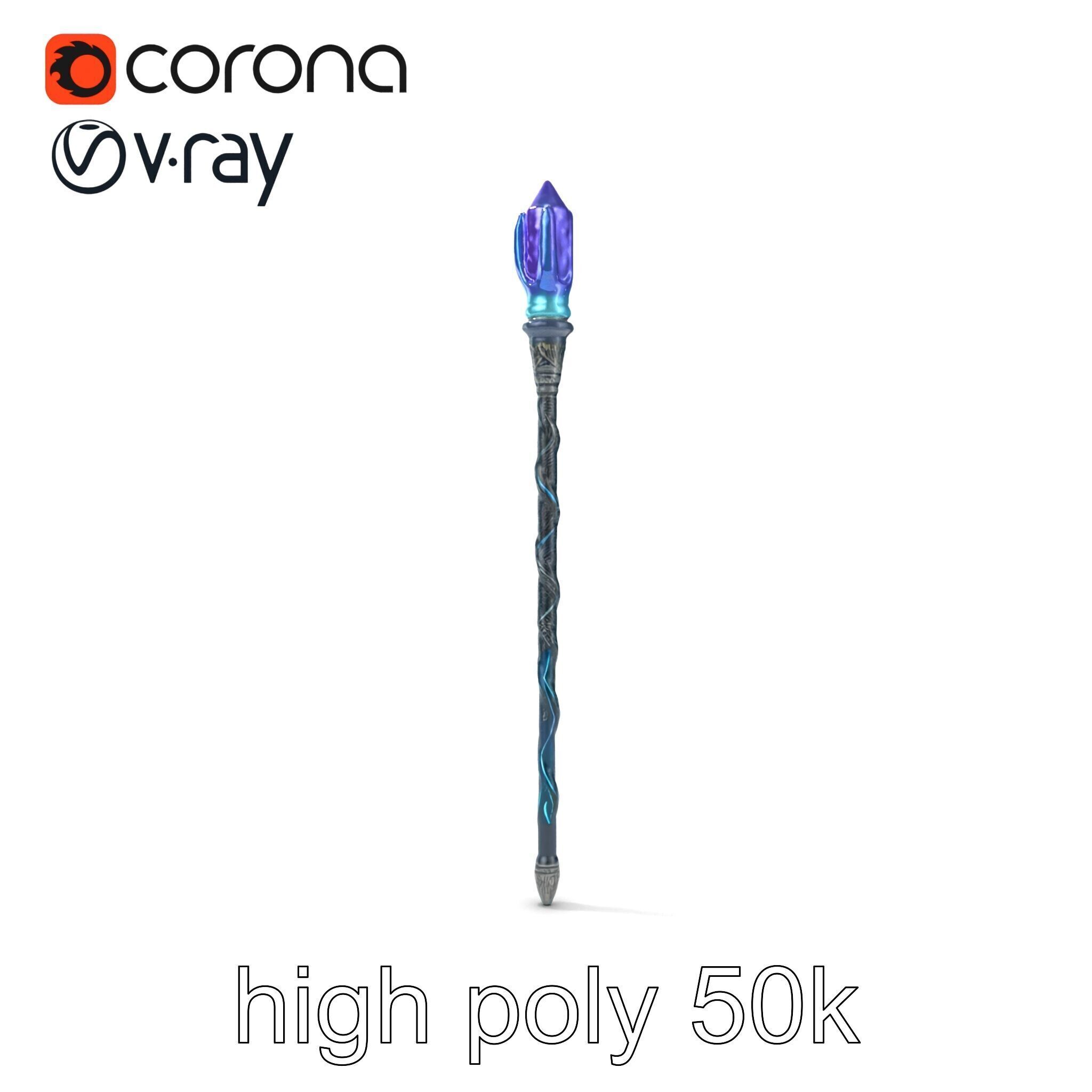 Stormbringers Enchanted Sapphire Staff model pack Low-poly 3D model_16